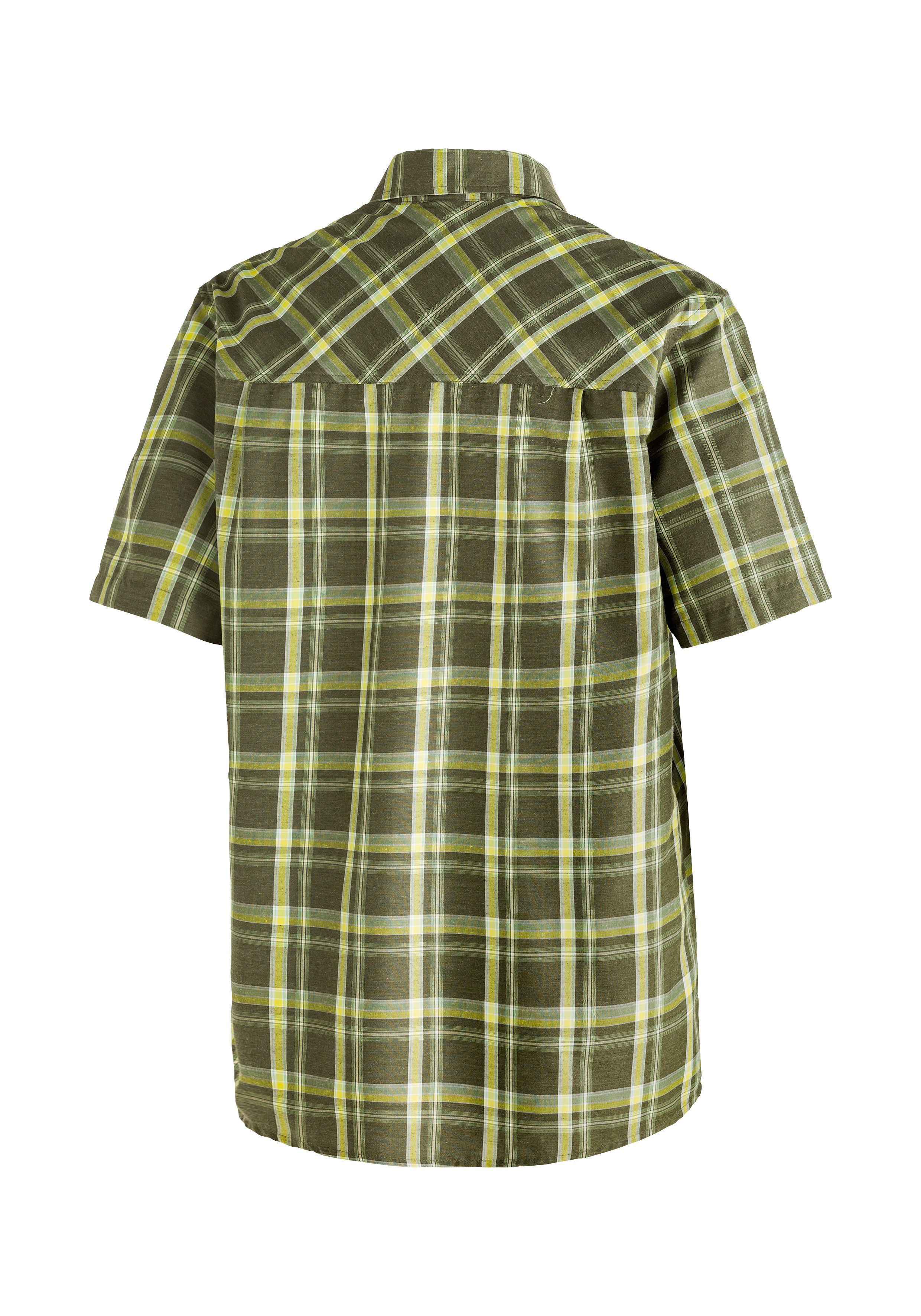 Maier Sports Functioneel shirt Mauro Geruite overhemd met korte mouwen voor wandelen, reizen en vrije tijd