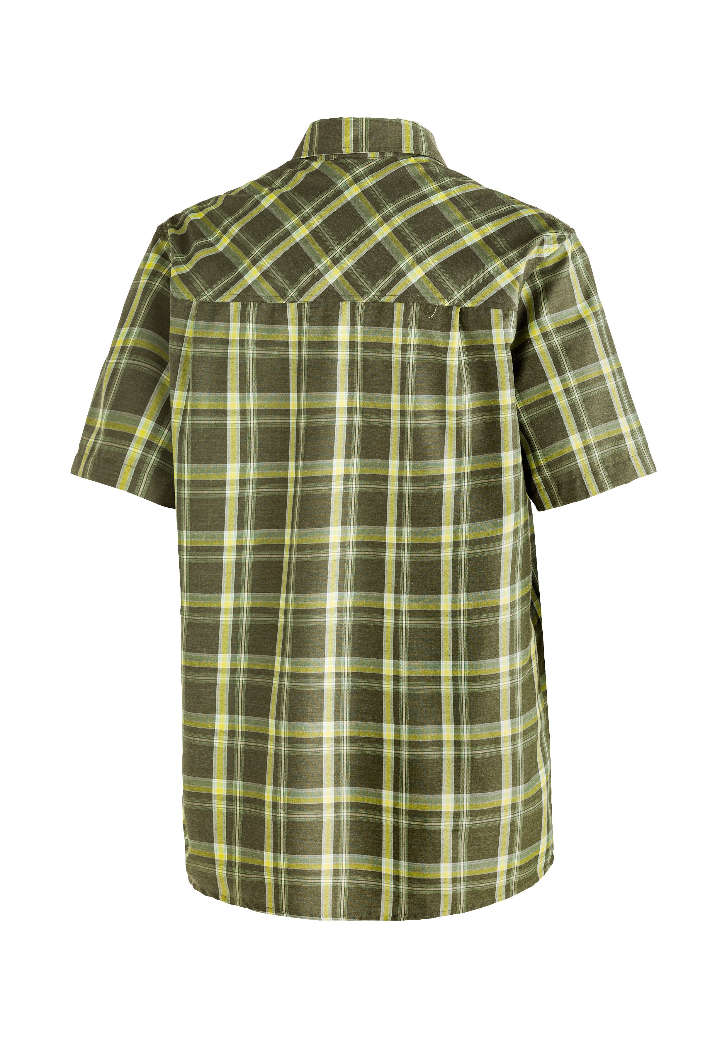 Maier Sports Functioneel shirt Mauro Geruite overhemd met korte mouwen voor wandelen reizen en vrije tijd