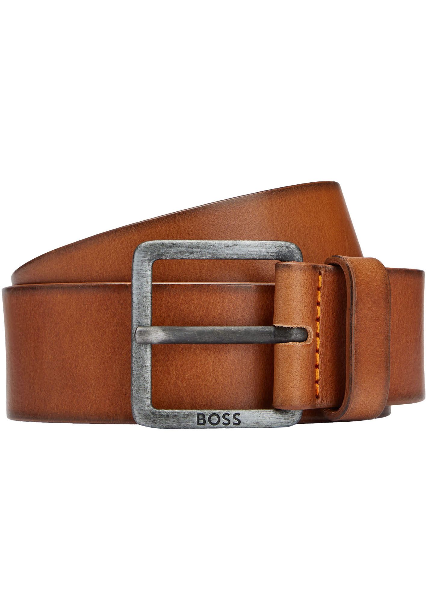Boss Leren riem Jeeko_Sz40 met boss logo-tekst op de sluiting