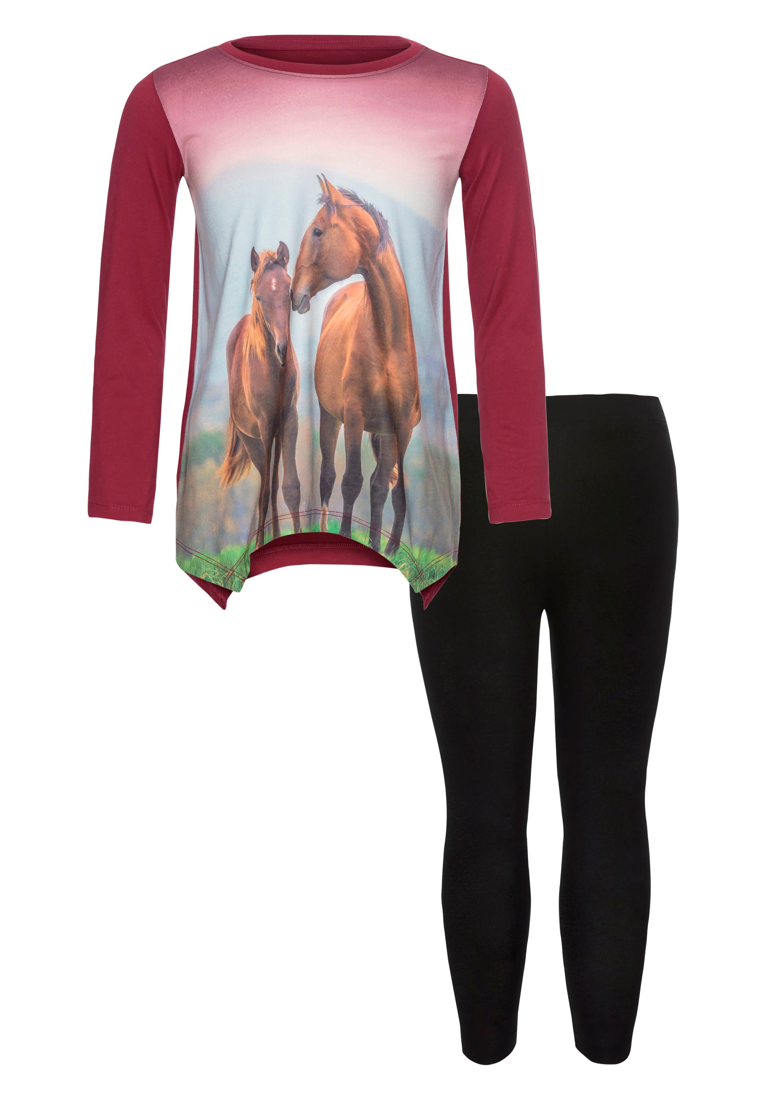 KIDSWORLD Shirt met lange mouwen & legging 2-delig set shirt + legging met paardenmotief - NIEUWE KLEUR toegevoegd (set, 2-delig, 2)