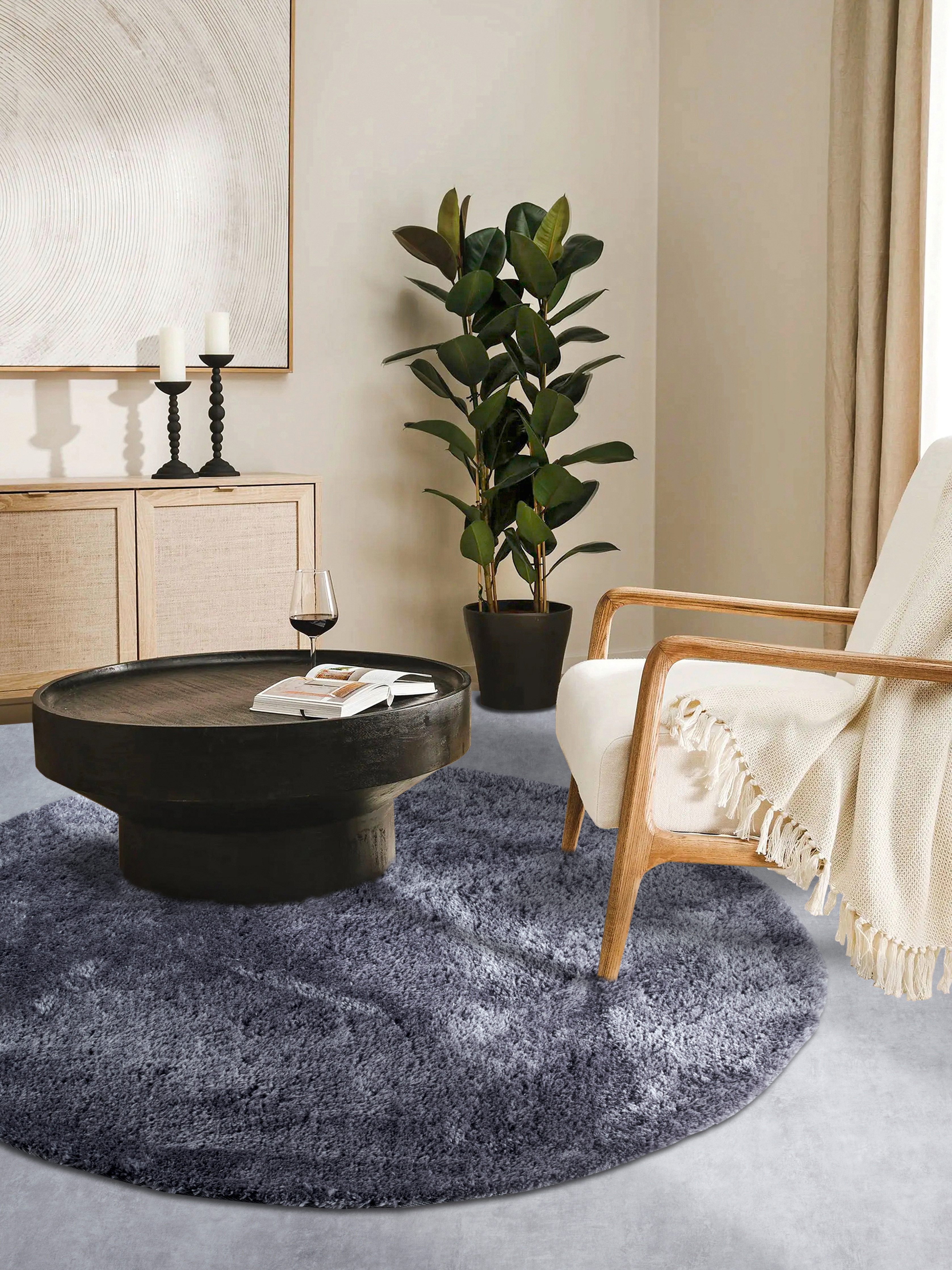 HANSE Home Hoogpolig vloerkleed Olaf Lange pool, shaggy, effen, pluizig, zacht, glanzend, modern, effen