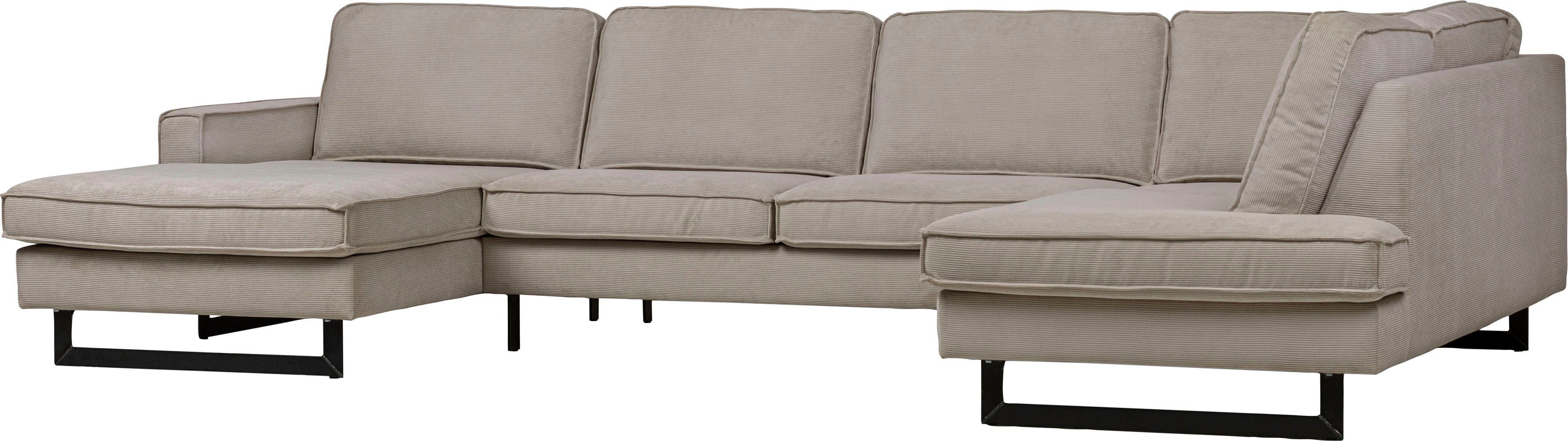 Places of Style Zithoek Pinto, 350 cm, U-vorm, XXL, met ottomanen Cord, fijncord, luxe-microvezel leer en chenille