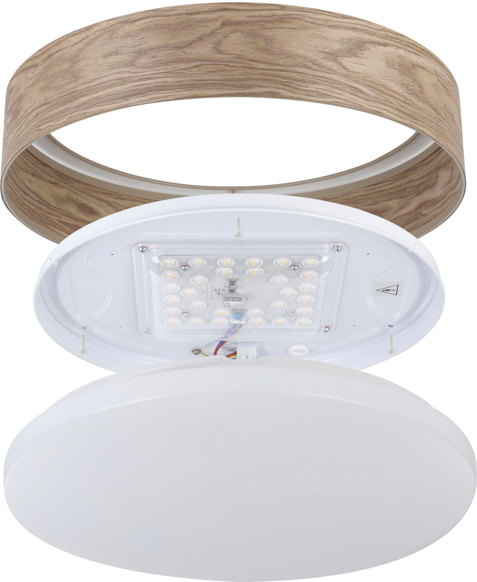 EGLO Plafondlamp LUPPINERIA Plafondlamp in zand en wit van staal, kunststof - 24W - warmwit (1 stuk)
