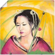 artland artprint geisha in vele afmetingen  productsoorten - artprint van aluminium - artprint voor buiten, artprint op linnen, poster, muursticker - wandfolie ook geschikt voor de badkamer (1 stuk) geel