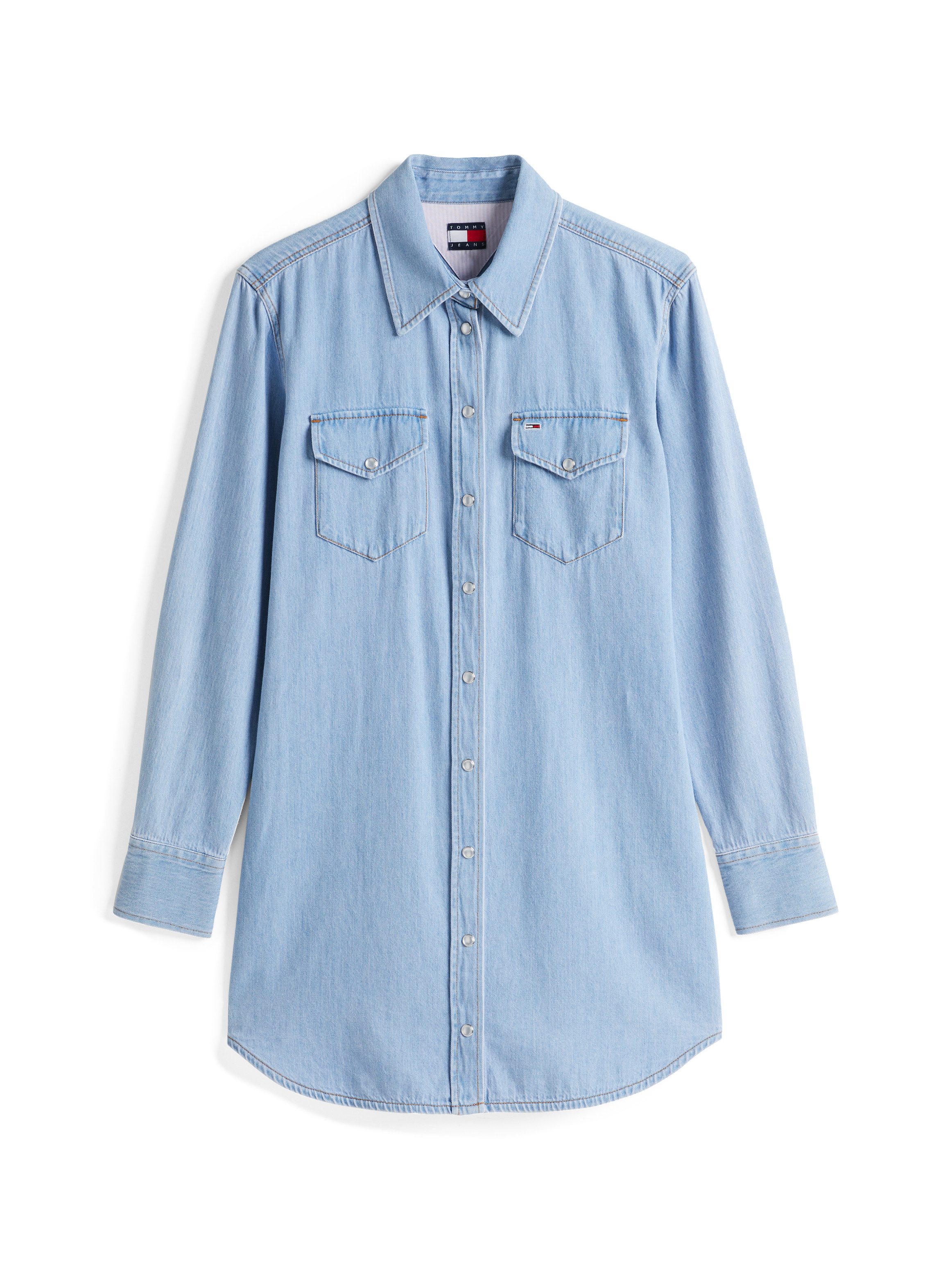 TOMMY JEANS Jurk met overhemdkraag REGULAR SHIRT DRESS EXT met borstzakken, logo-borduursel