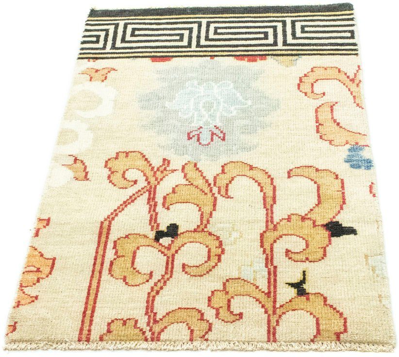 morgenland Wollen kleed Designer Teppich handgeknüpft beige-Designer Teppich - 98 x 60 cm - beige handgeknoopt