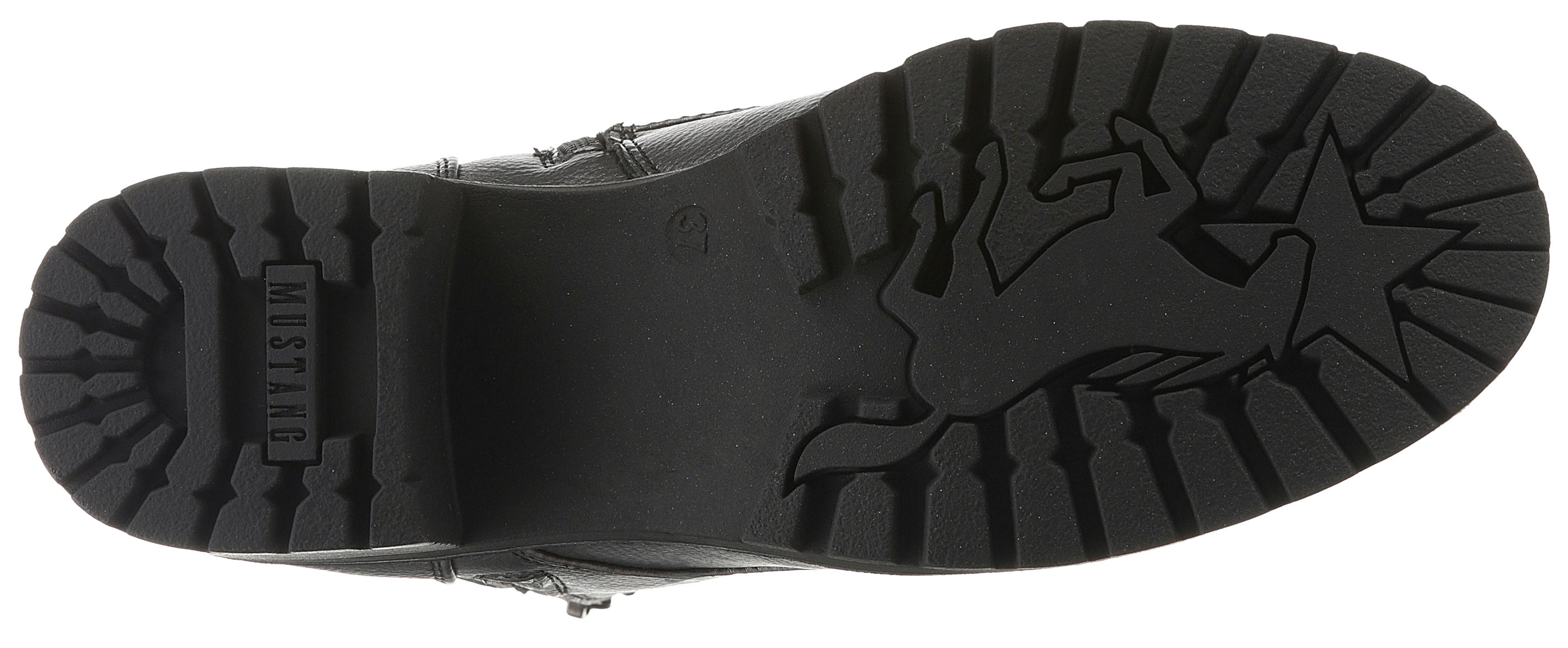 Mustang Shoes Veterschoenen veterschoenen, enkellaars, hakken, in metallic-look, smalle vorm