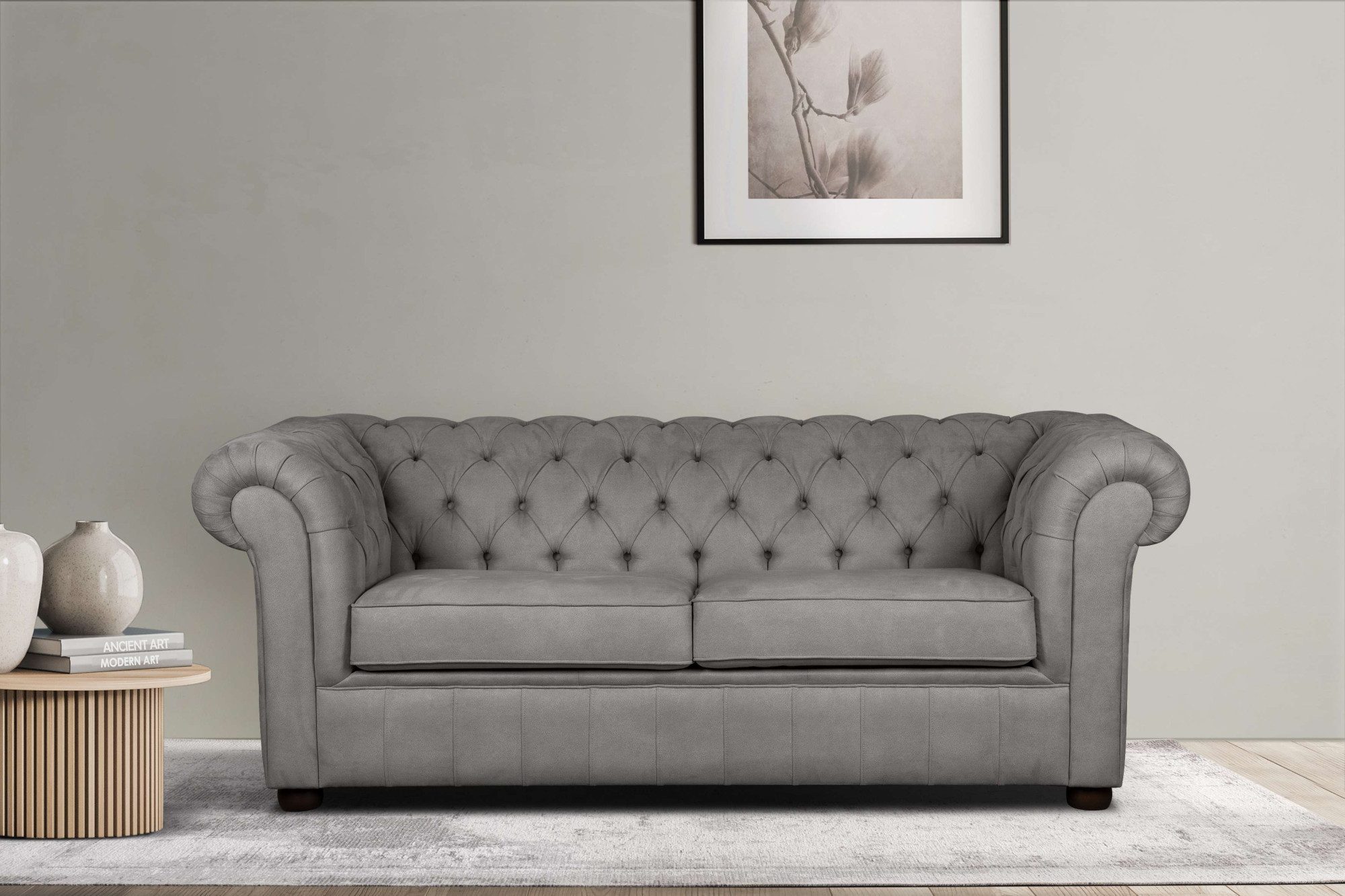 Home affaire 3-zitsbank CHARENTE, optionele slaapbank, Chesterfield-sofa, bedfunctie met edele knoopbevestiging en typische armleuningen, b/d/h 198/89/74 cm