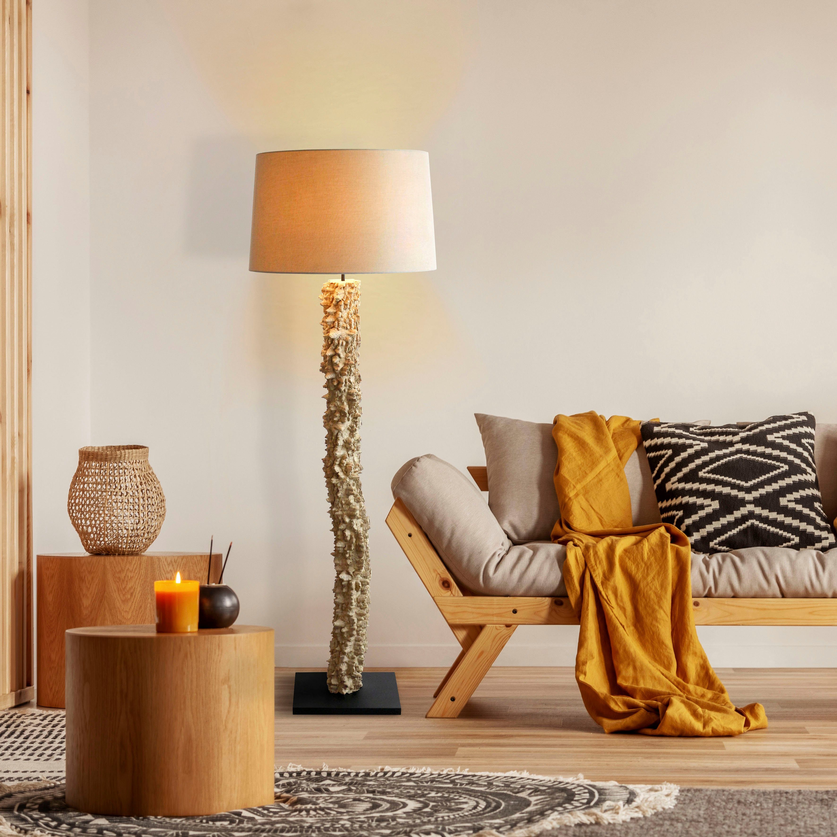 SalesFever Staande lamp Pandora handgemaakt, met linnen kap (1 stuk)