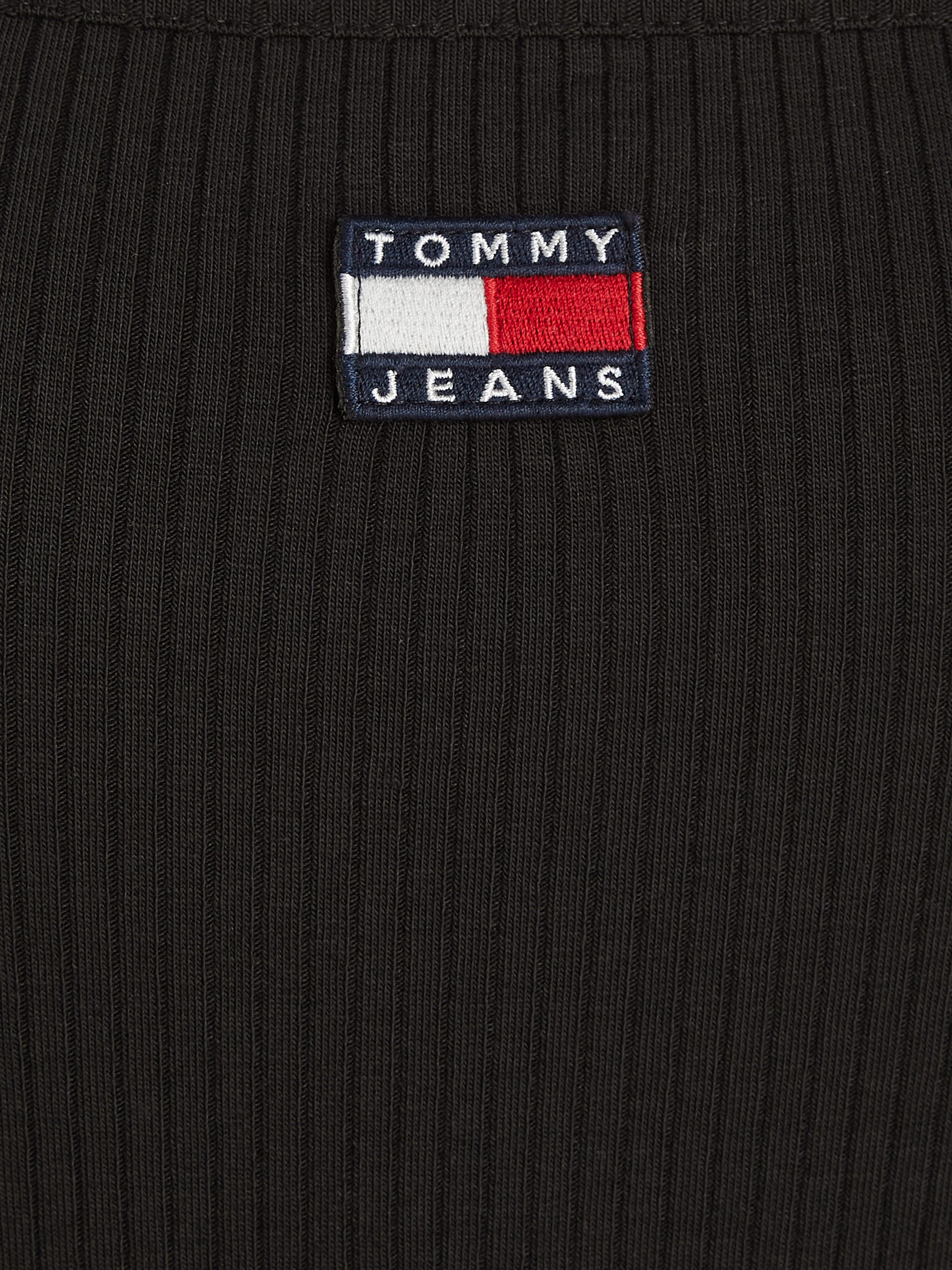 TOMMY JEANS Jerseyjurk TJW STRAPPY BADGE RIB DRESS met bandjes ribstof logo-badge