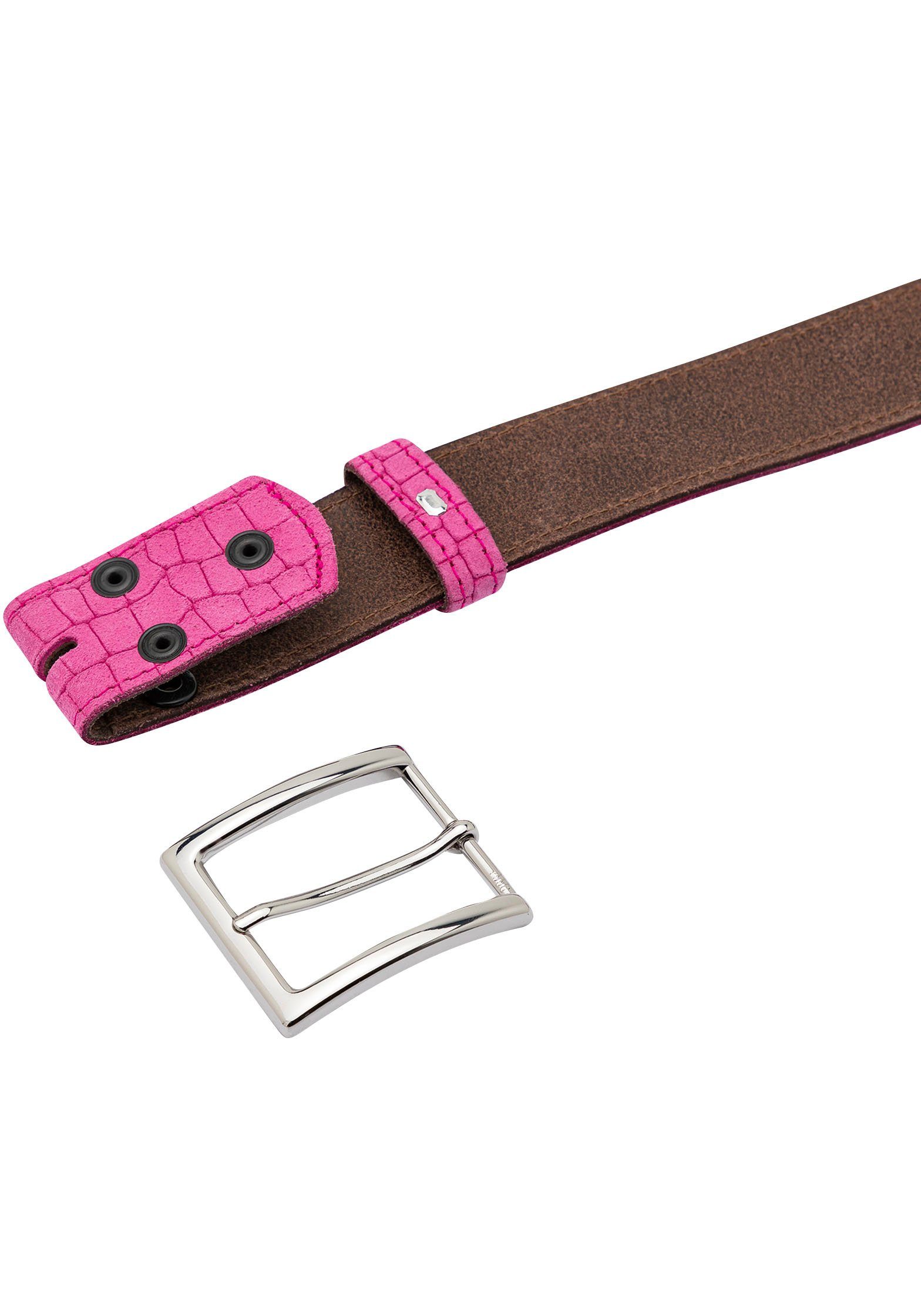 RETTUNGSRING by showroom 019° Leren riem met verwisselbare sluiting "halve sluiting vierkant zilverkleur"
