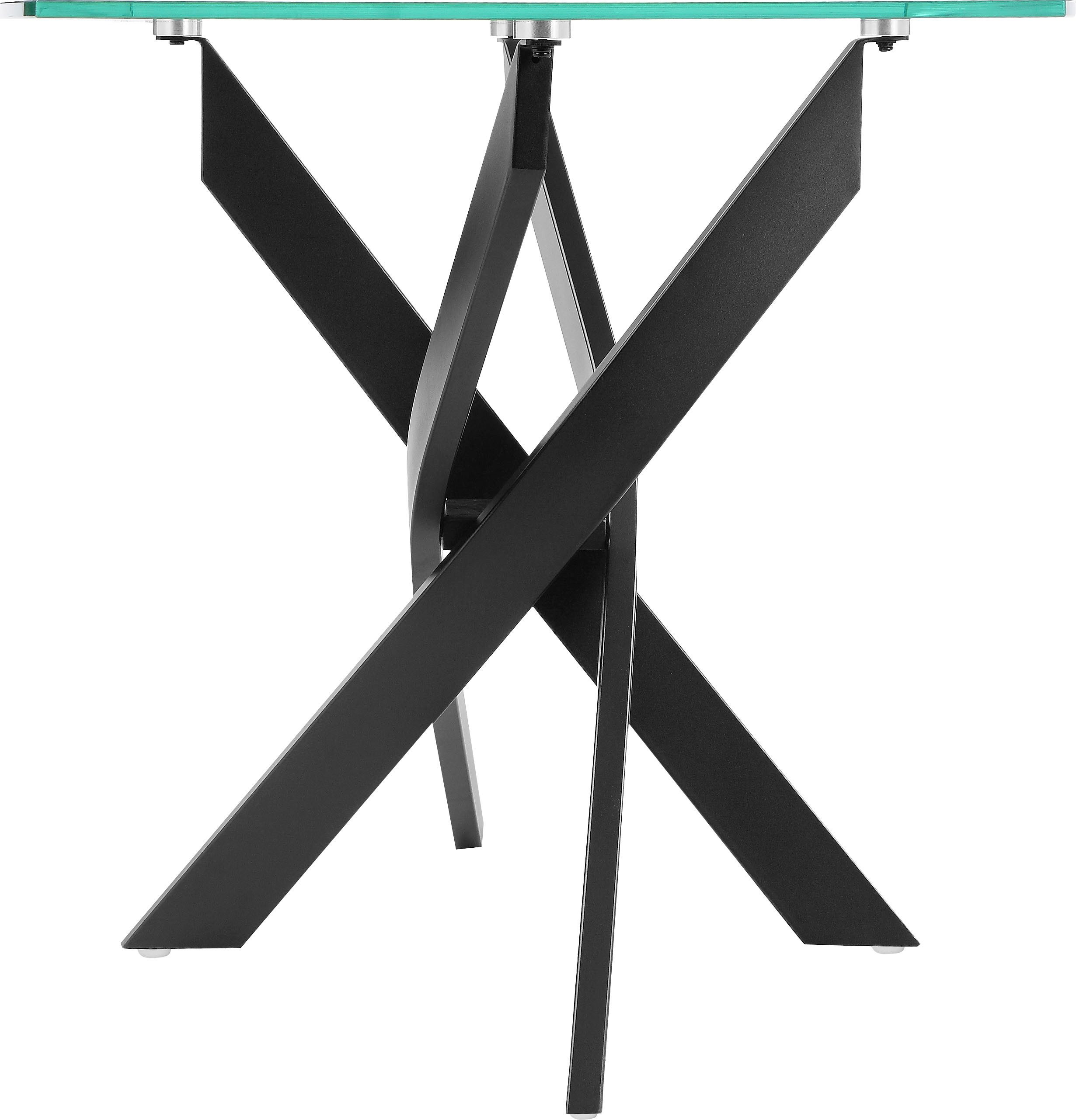 INOSIGN Eettafel Kairi Glazen tafelblad, gepoedercoat metalen frame, twee tafelbreedtes