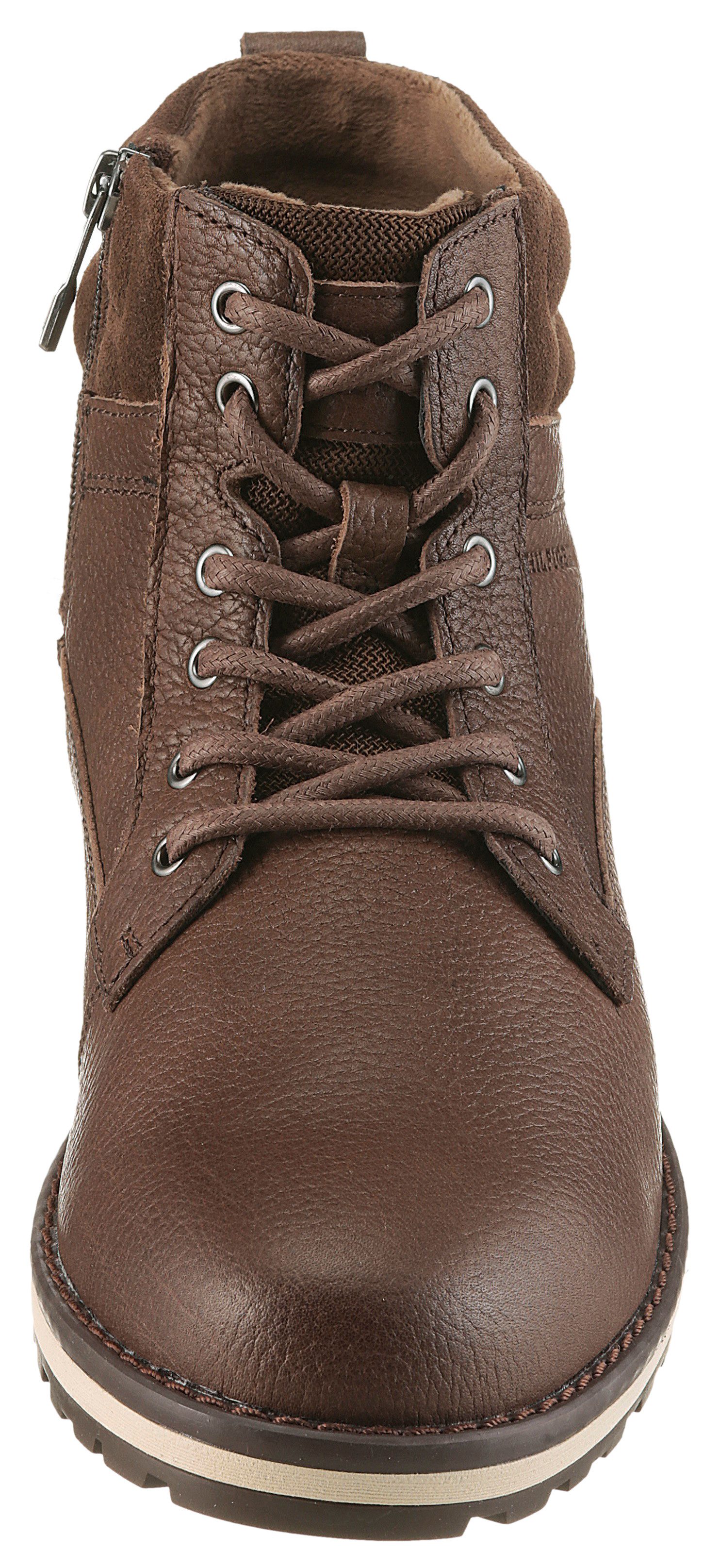 Tommy Hilfiger Veterschoenen CORPORATE W LTH LACE BOOT , veterenkellaars met siernaden en aantreklus