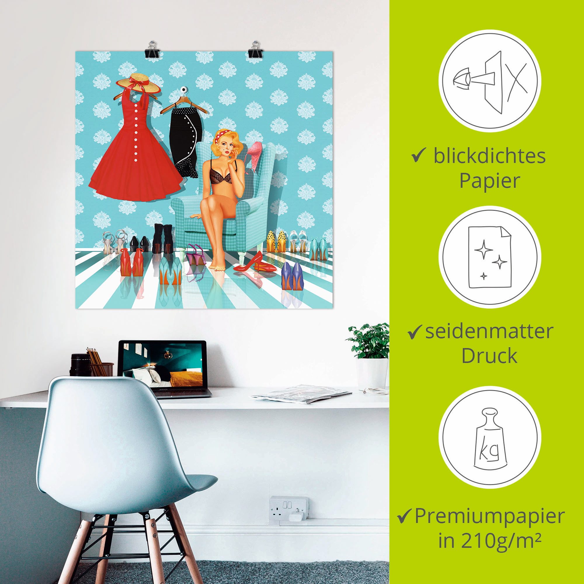 Artland Poster Ik heb niets om aan te trekken als artprint van aluminium, artprint op linnen, muursticker of poster in verschillende maten