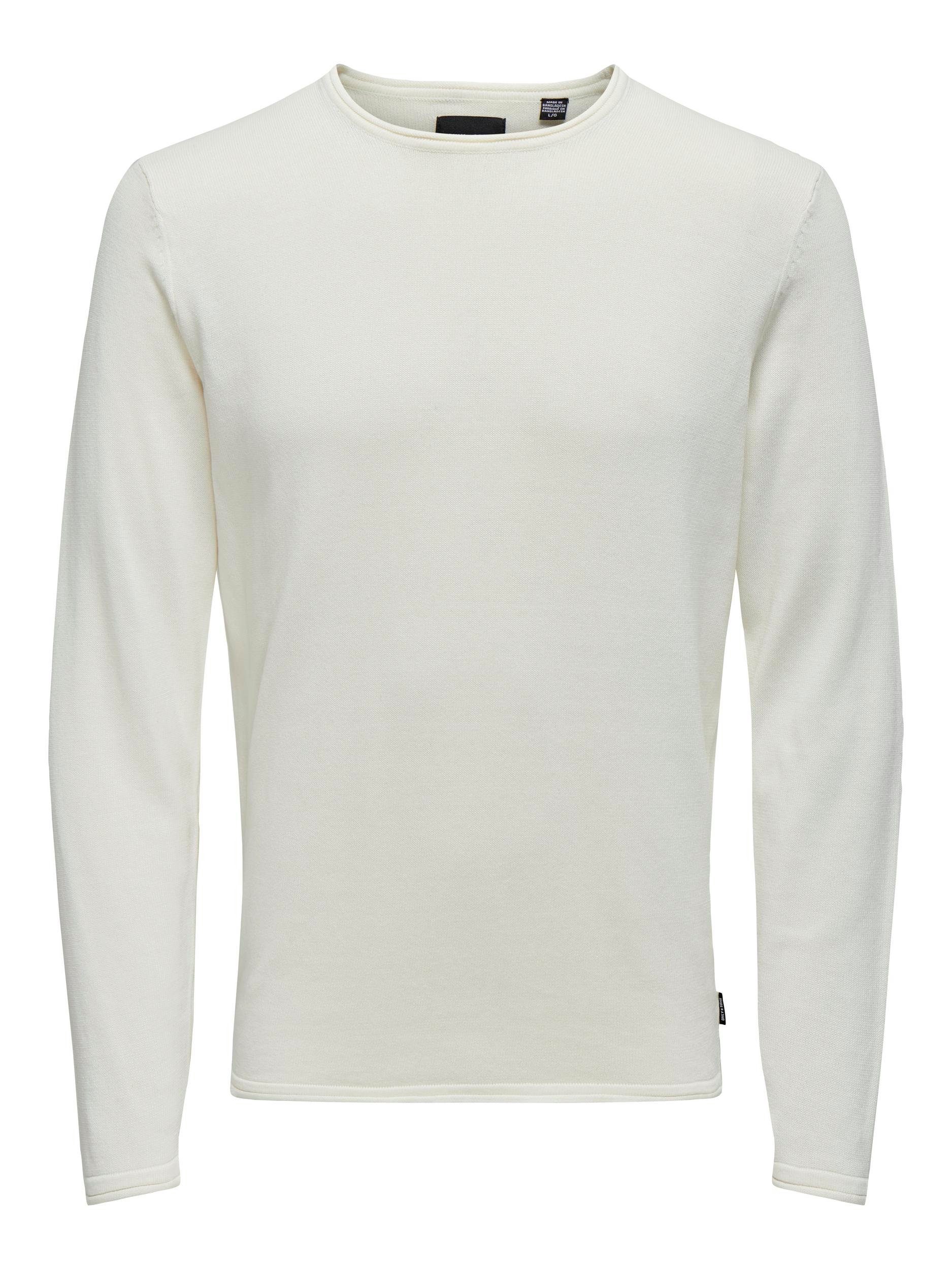ONLY & SONS Trui met ronde hals ONSGARSON 12 WASH CREW KNIT NOOS heren pullovers maat L wit