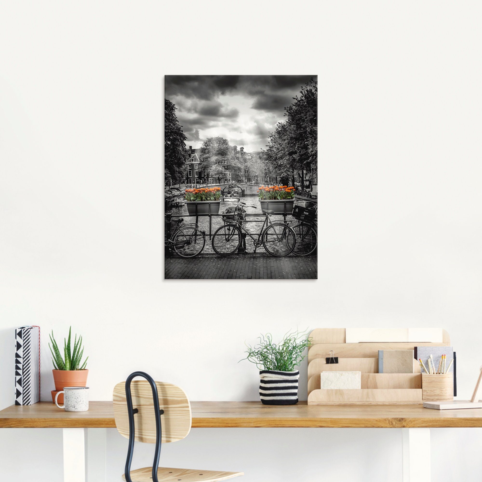 Artland Print op glas Amsterdam Herengracht & zonnestralen