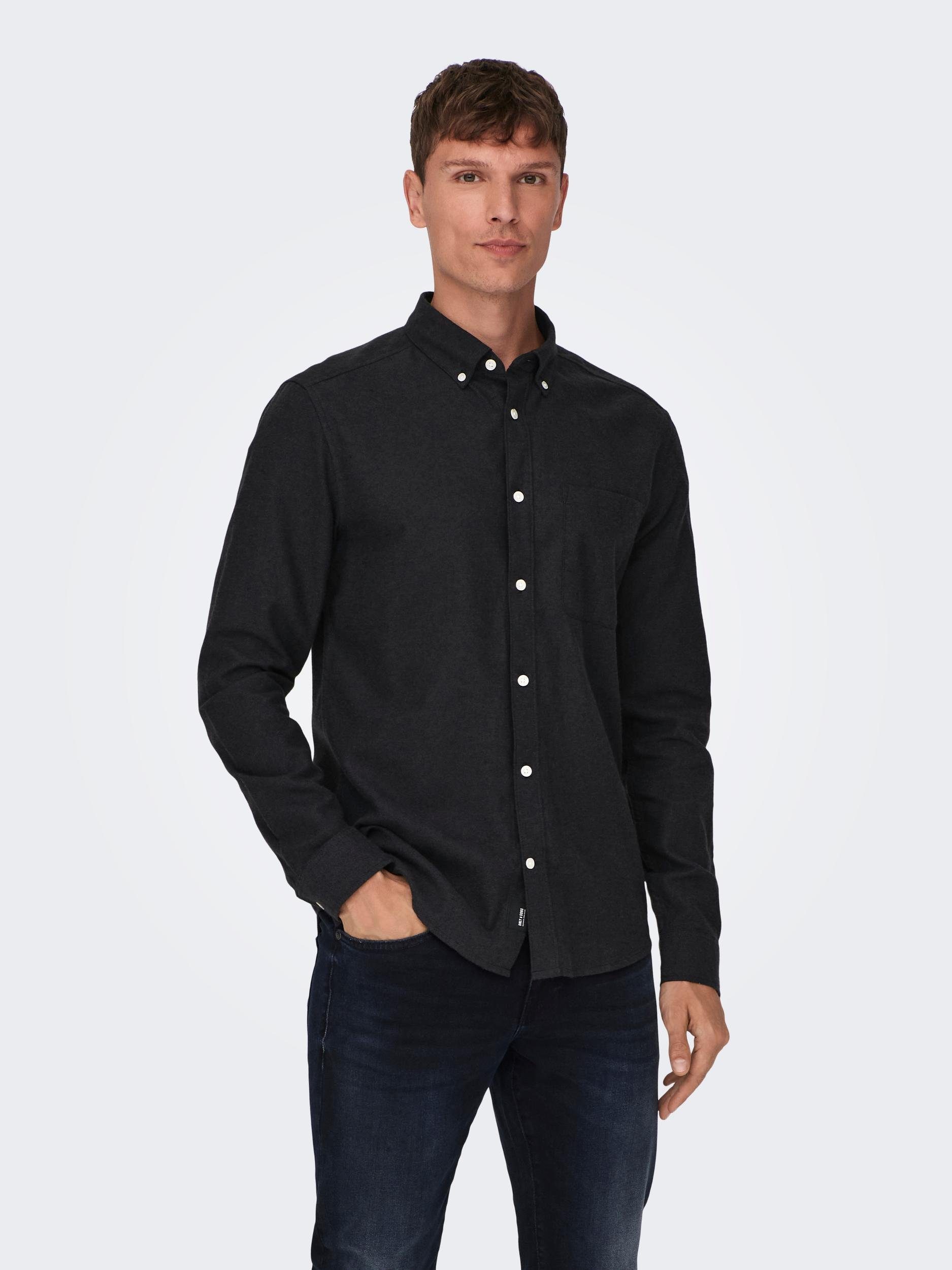 ONLY & SONS Overhemd met lange mouwen ONSGUDMUND SLIM 1-PKT SOLID SHIRT NOOS heren overhemden maat XL zwart
