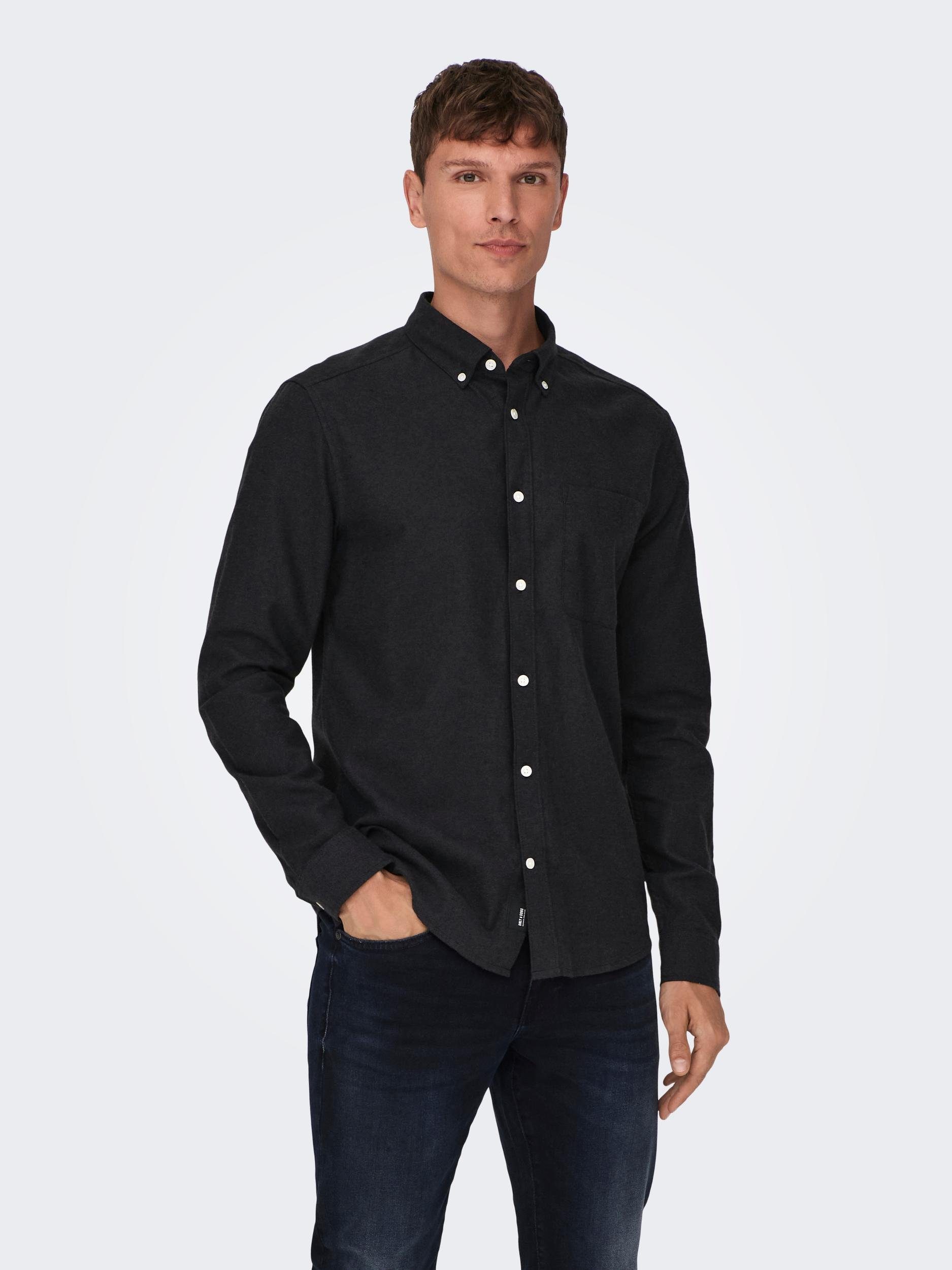 NU 20% KORTING: ONLY & SONS Overhemd met lange mouwen ONSGUDMUND SLIM 1-PKT SOLID SHIRT NOOS