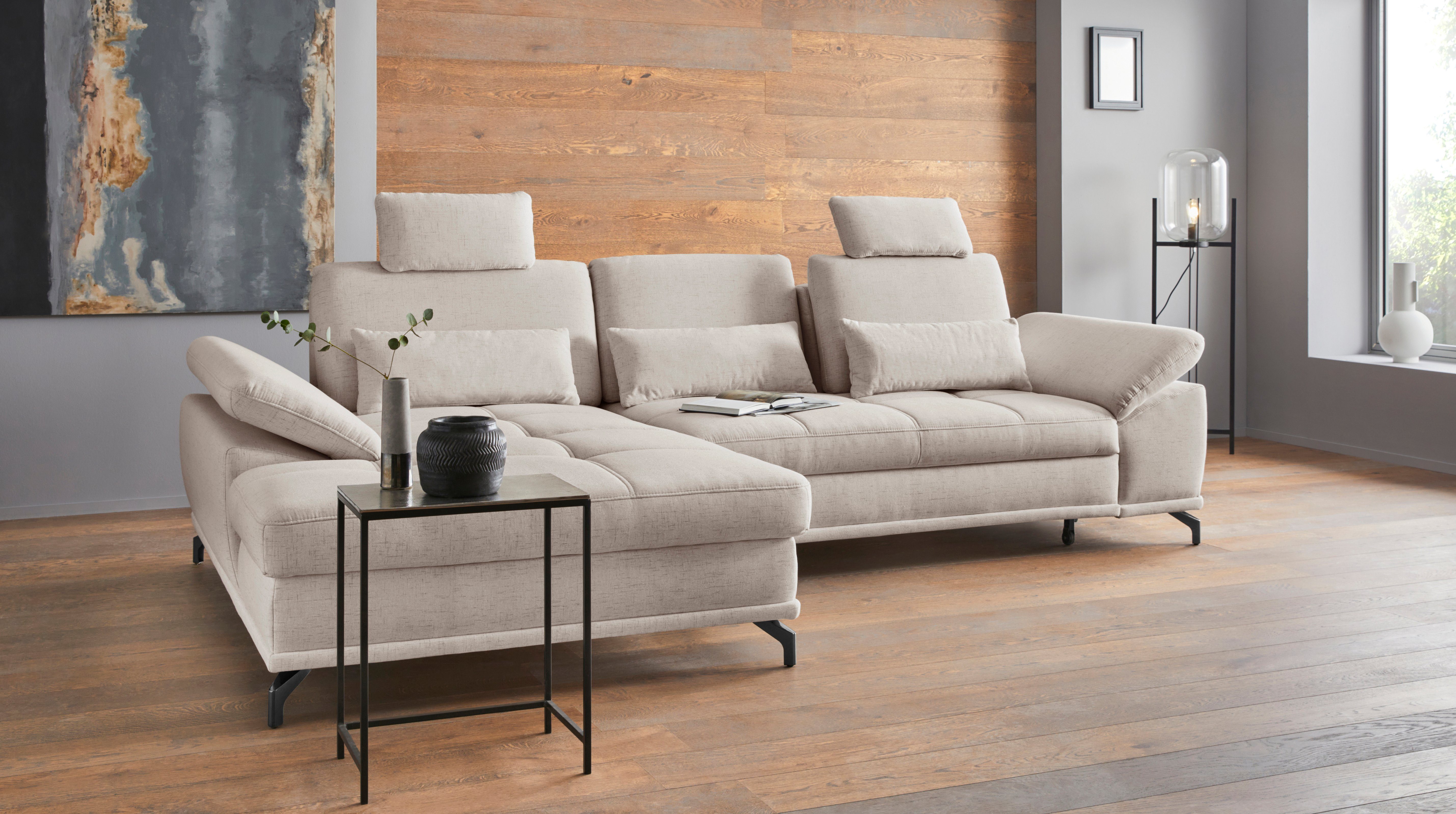 Places of Style Hoekbank Costello L-vorm, met zitdiepteverstelling, armleuningverstelling en