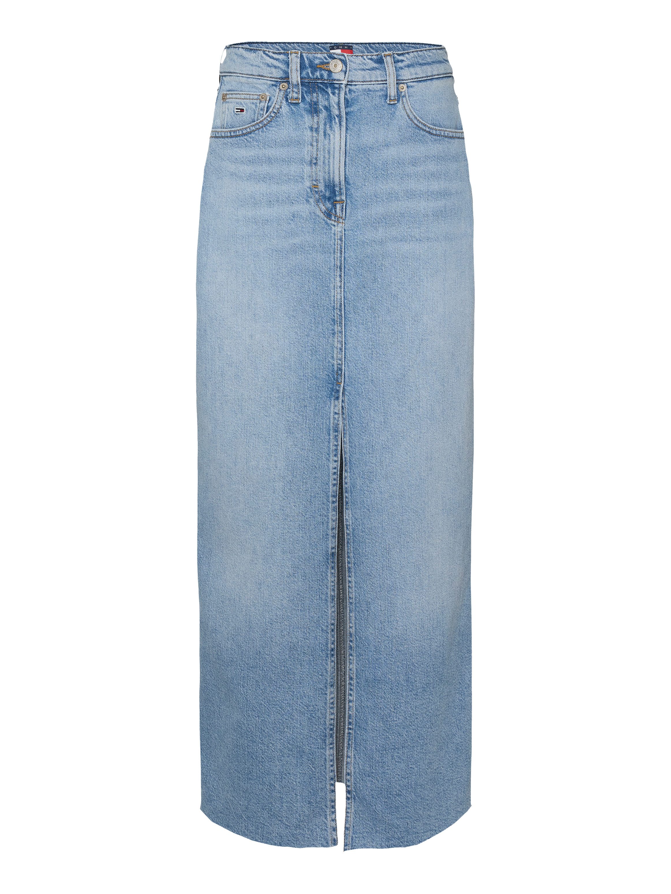 TOMMY Jeans rok CLAIRE MAXI SKIRT BI0112 in maxi-lengte, in lichtblauwe was