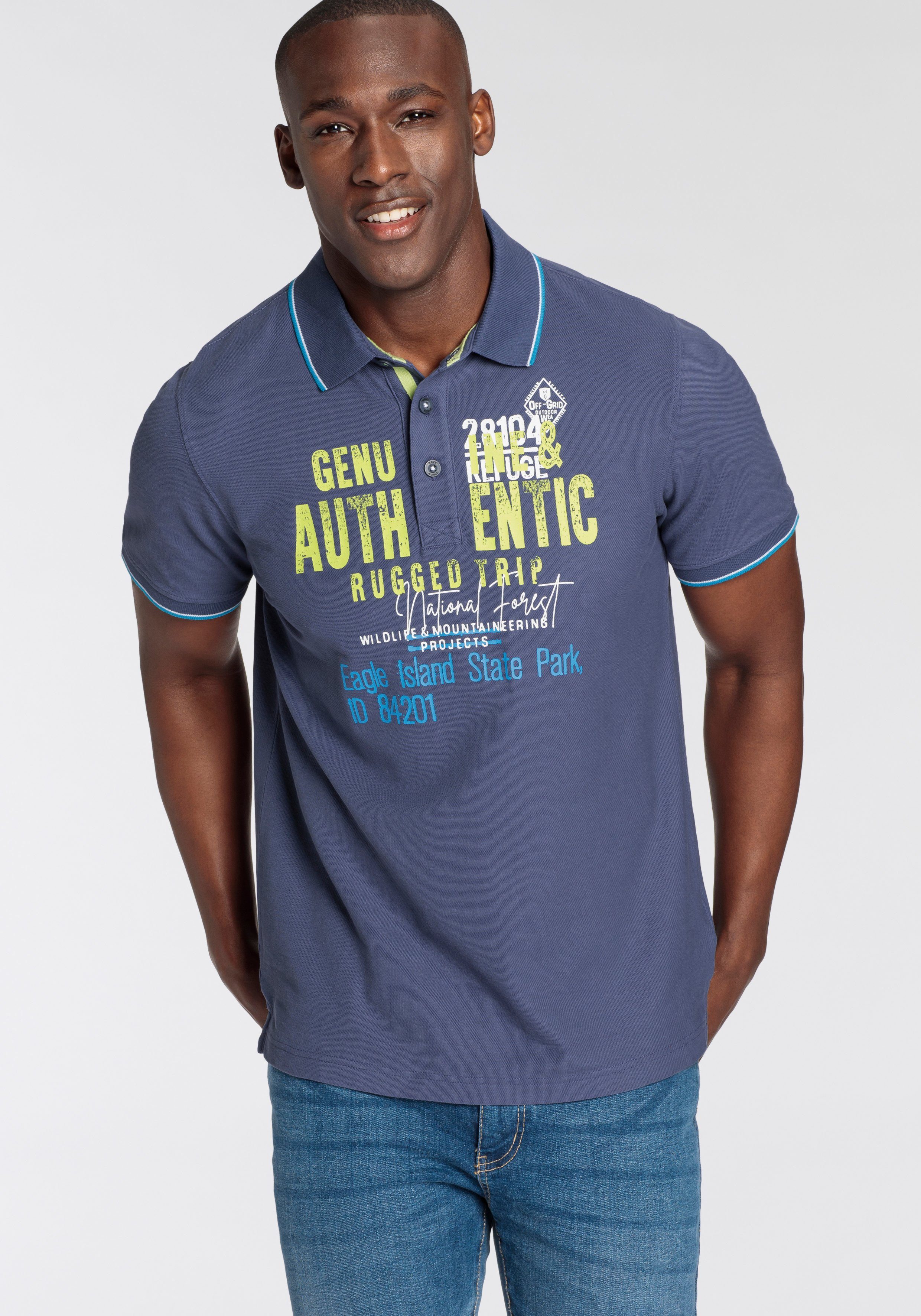 Man's World Poloshirt Korte mouwen, met ribboordjes, polokraag, casual print