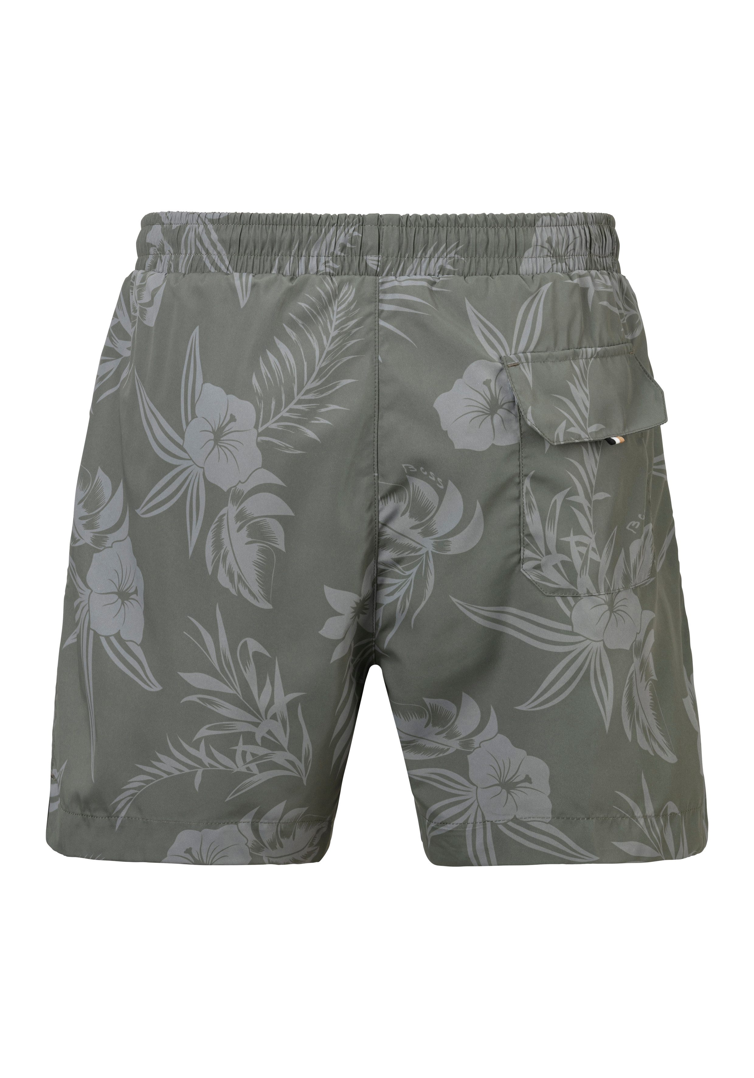 BOSS Zwemshort Reev met ton-in-ton caribische print