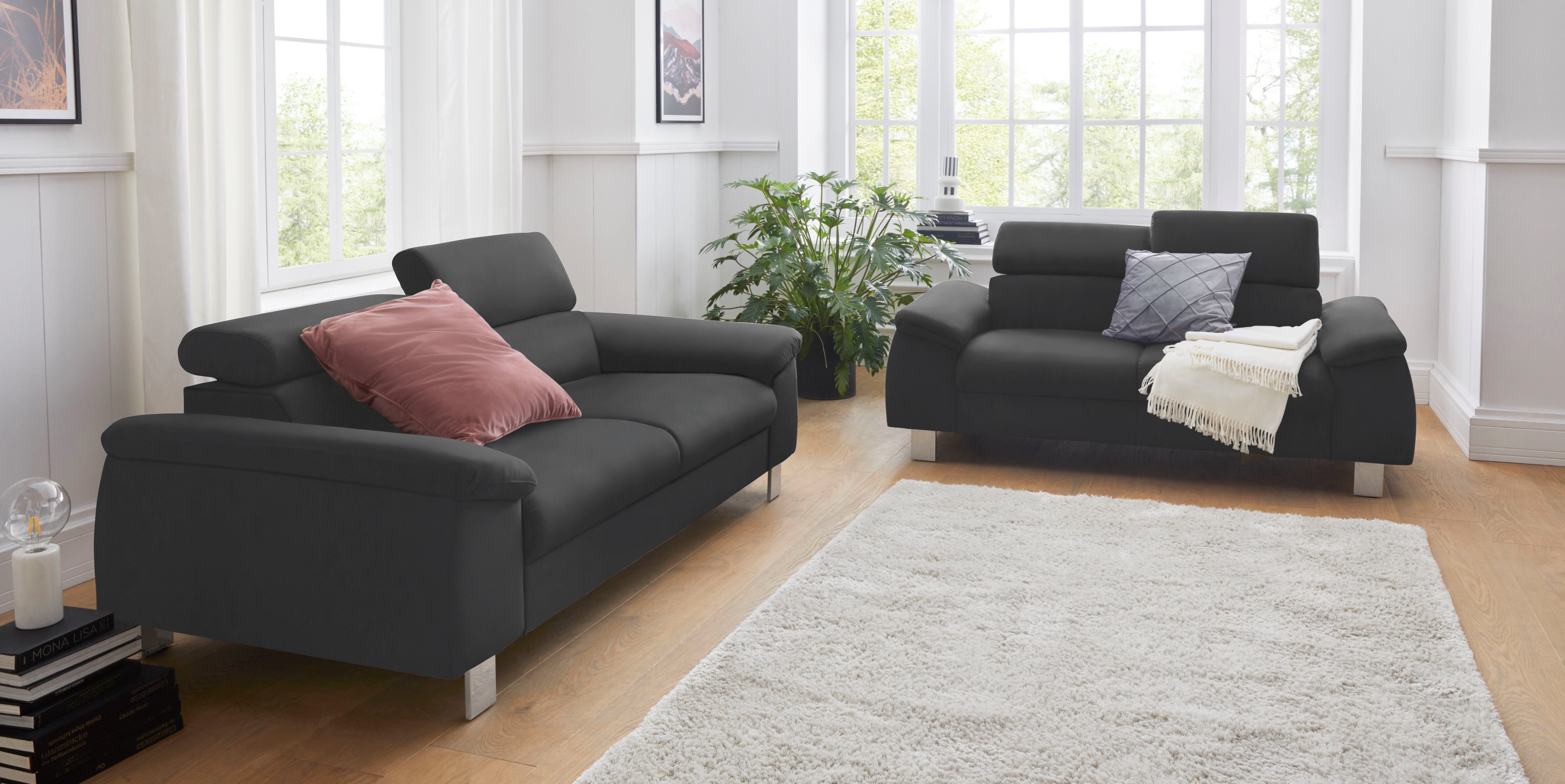 COTTA Zithoek Komaris Set bestaande uit: 3-zitsbank met hoofdverstelling & hocker (set)