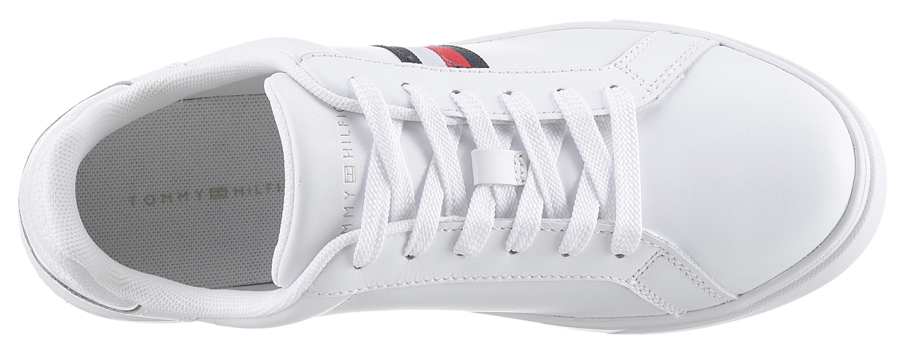 Tommy Hilfiger Sneakers ESSENTIAL COURT SNEAKER STRIPES , vrijetijdsschoen, halfschoen, veterschoen met gepolsterde schacht