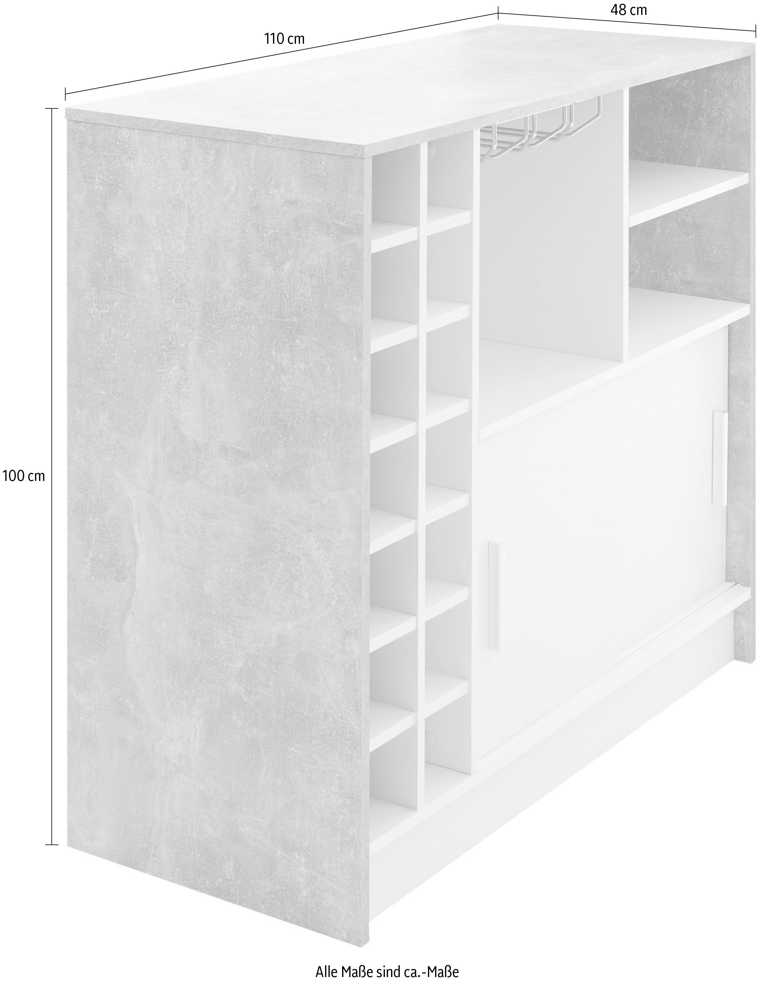 Stolkom Bartafel Planter Beton decor, tafel met flessenrek