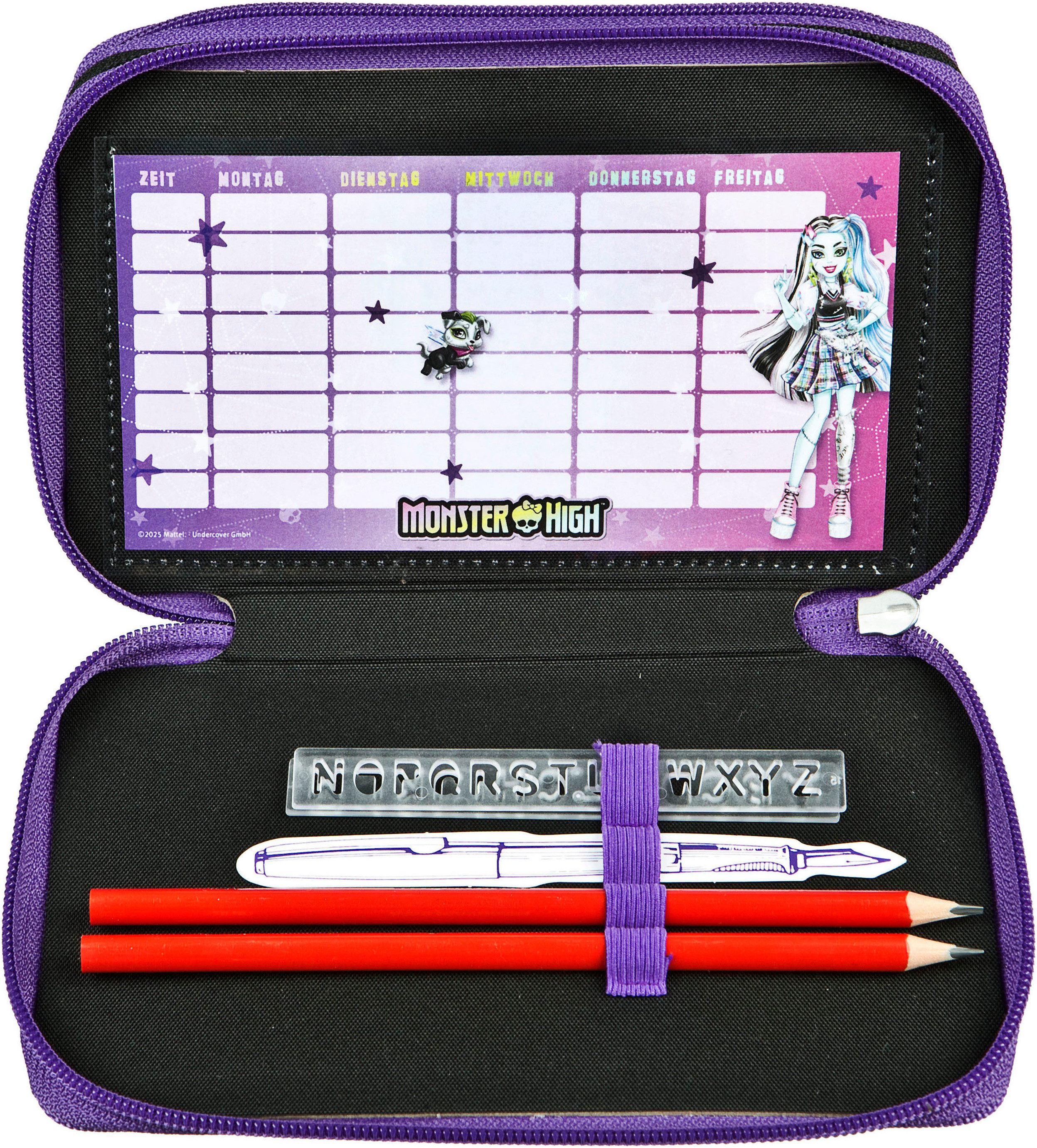 Scooli Etui Tripledecker, Monster High gevuld, inclusief geodriehoek