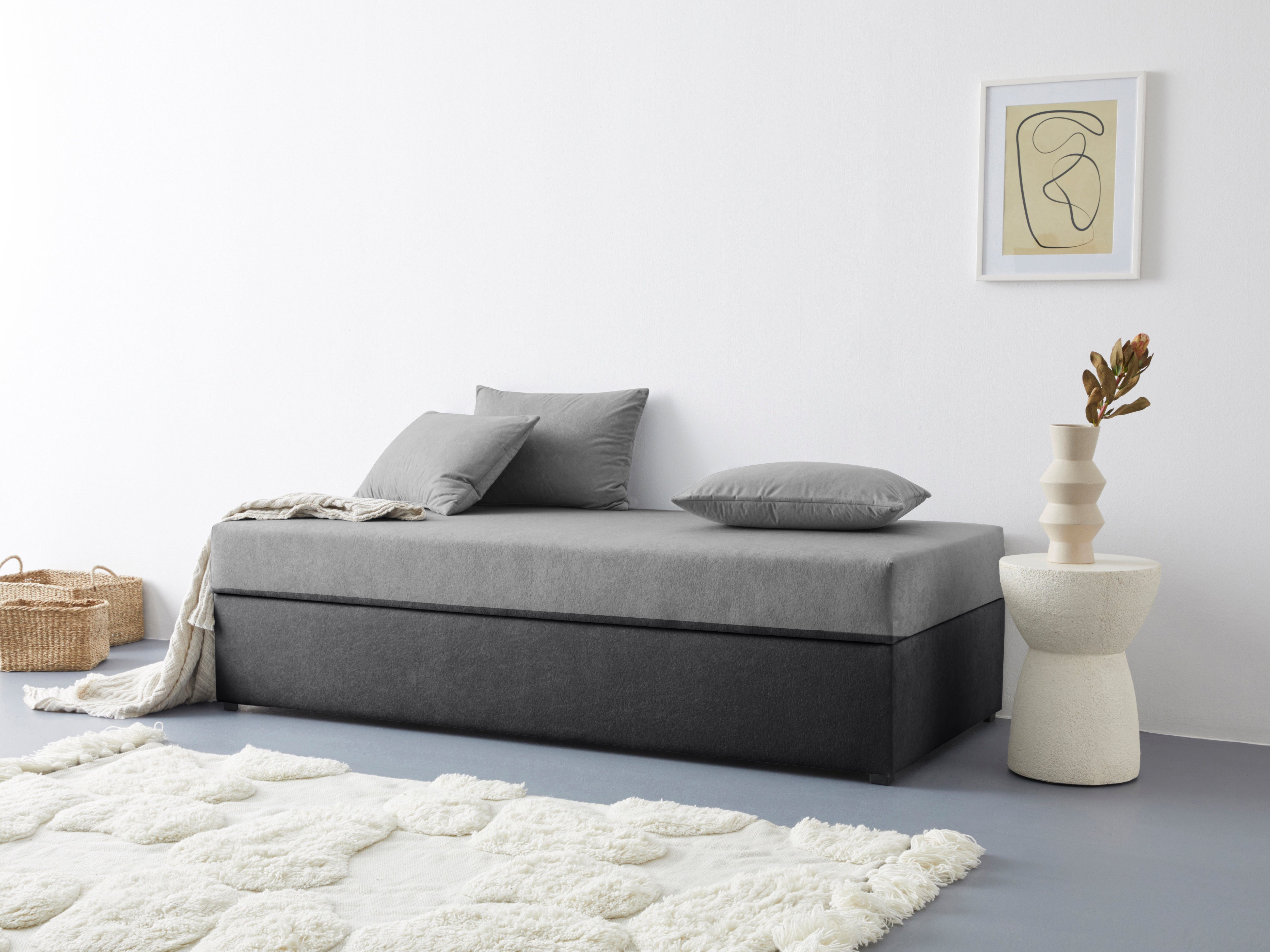 Maintal Bed Diana grijs, slaapbanken, Breedte ligoppervlak: 93 cm, Lengte ligoppervlak: 203 cm