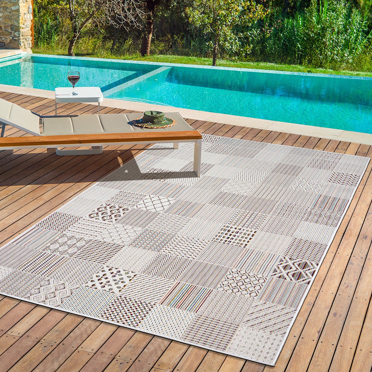 The carpet Vloerkleed Lagos moderne robuuste binnen- en buitenkleed