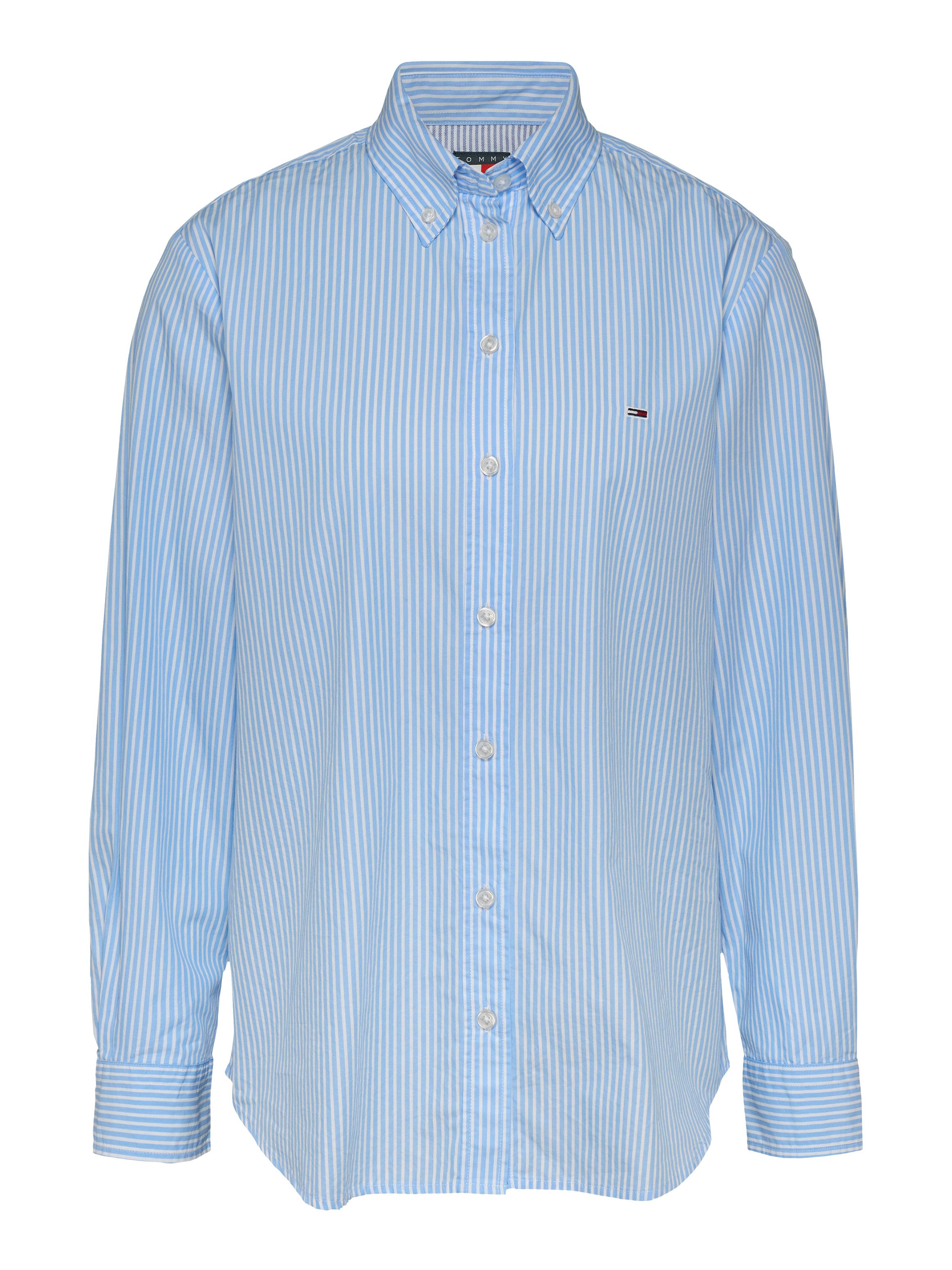 TOMMY JEANS Overhemdblouse TJW REG PINSTRIPE POPLIN SHIRT met naaldstrepen, logoborduring