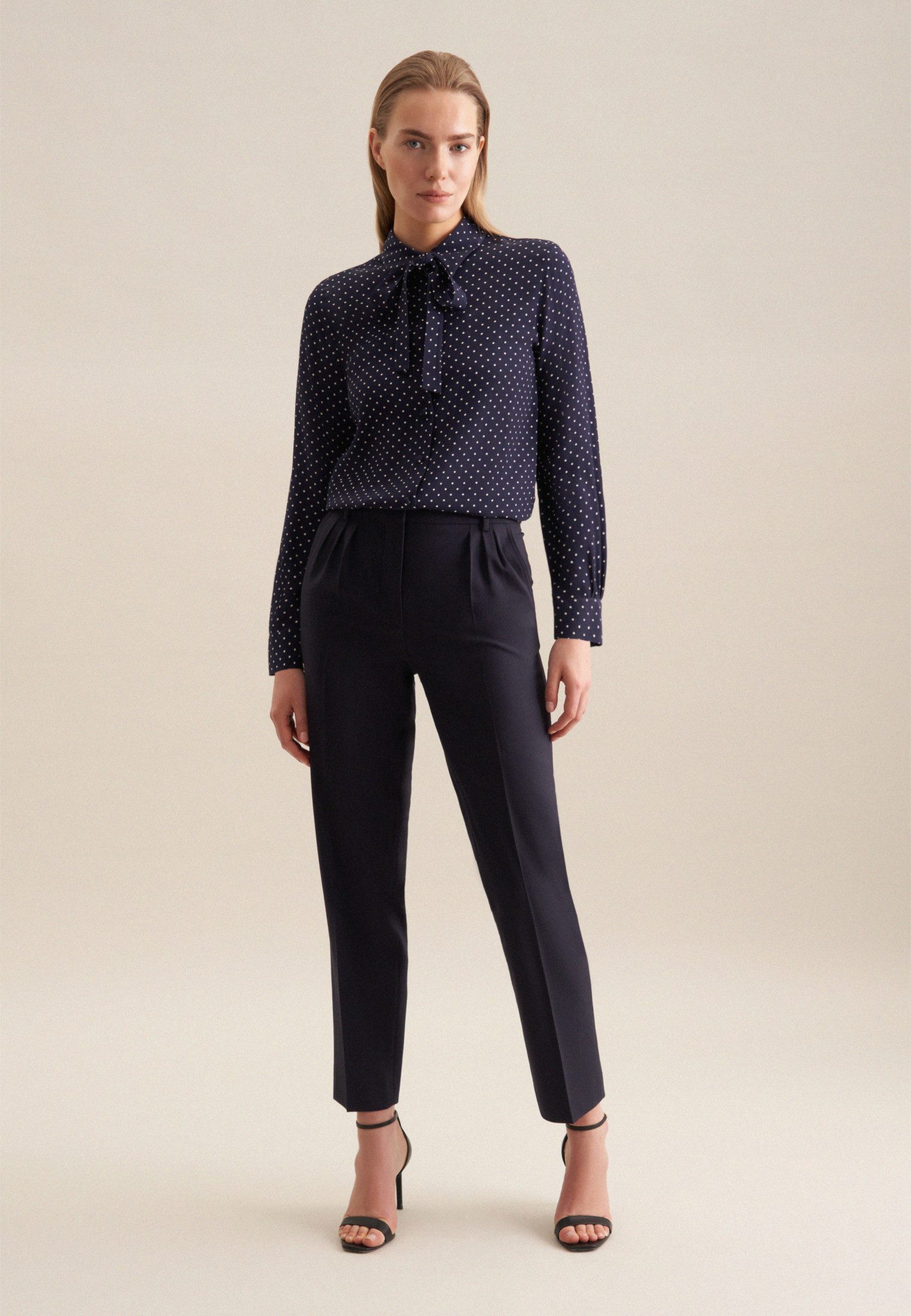 seidensticker Blouse met kraagstrik Lange mouwen kraag stippen