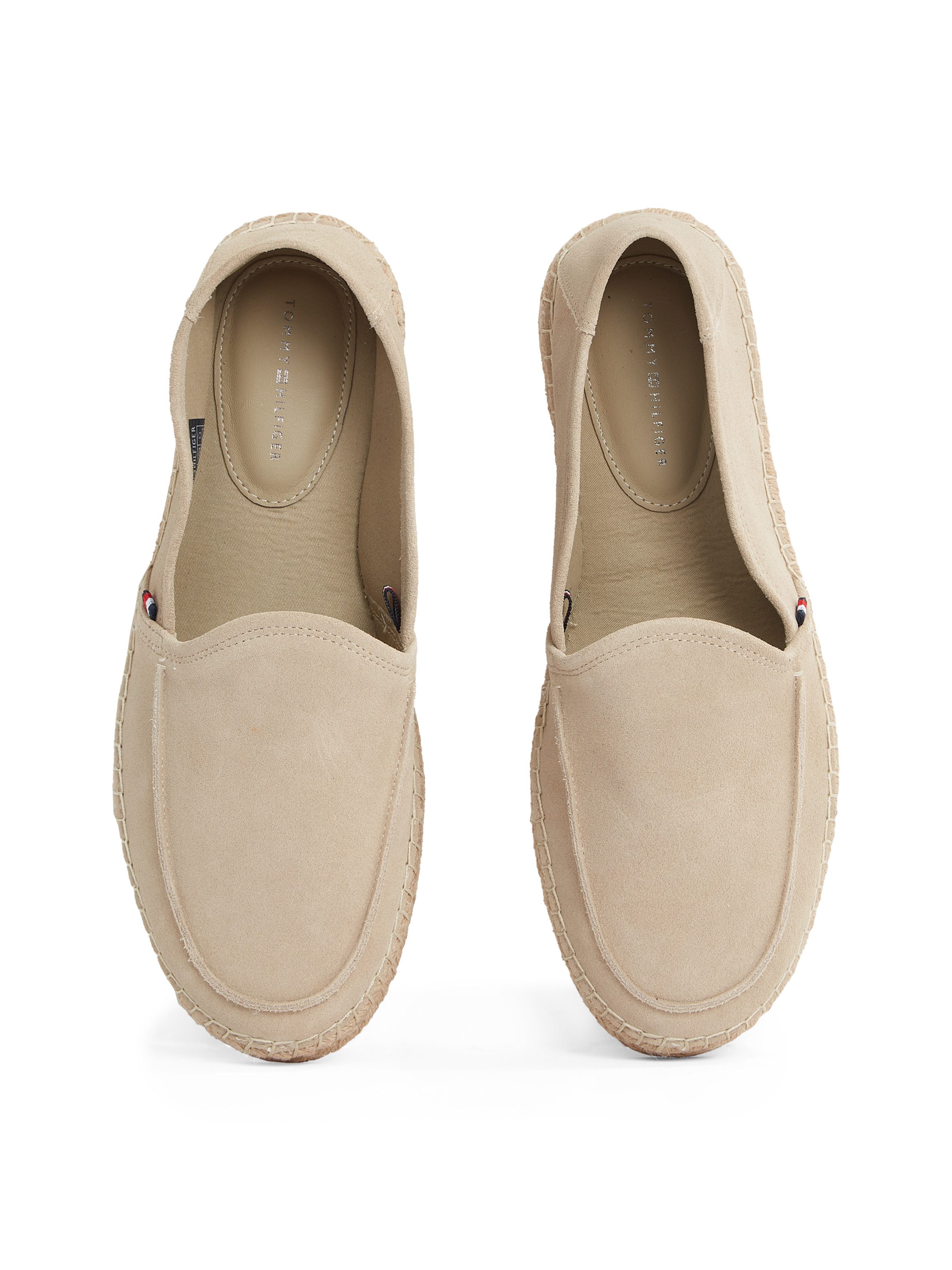 Tommy Hilfiger Espadrilles HILFIGER FLEX ESPA SUEDE LOAFER , zomerschoen, instapschoen, slippers met bamboe-bekleding op de plateau