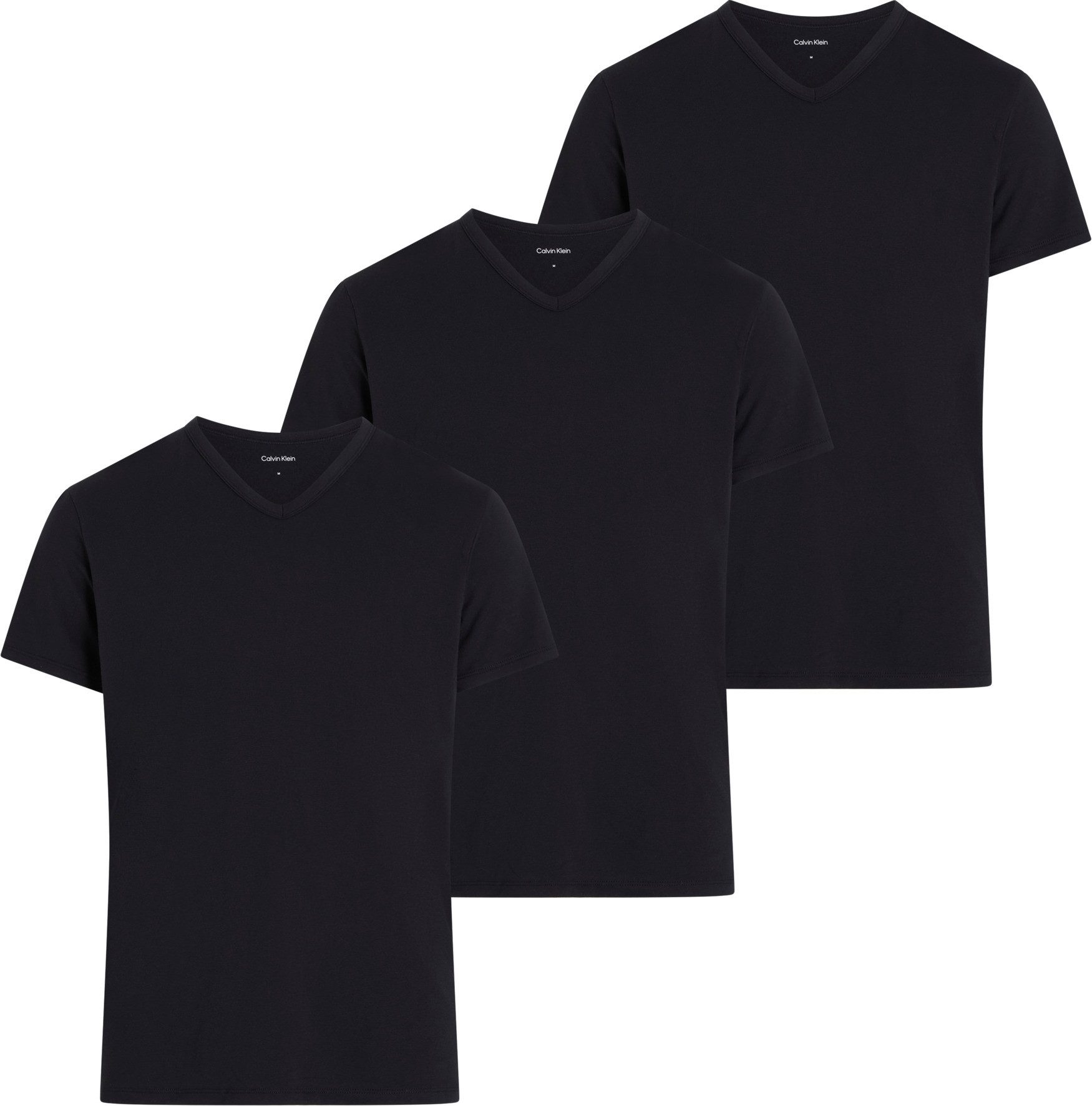 Calvin Klein T-shirt S/S V NECK 3PK met logo aan de zoom (3-delig, Set van 3)
