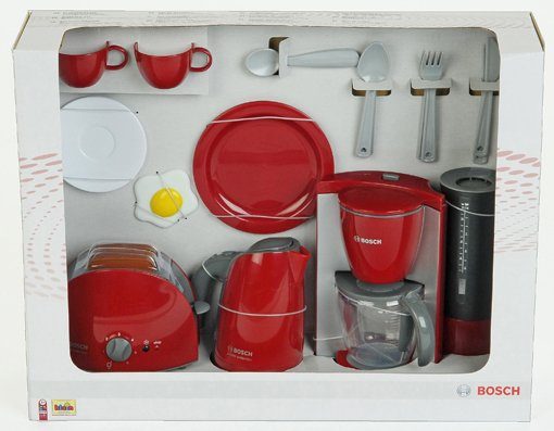 Klein Kinder-keukenset Bosch ontbijtset Waterkoker met water vulbaar (set, 16-delig)