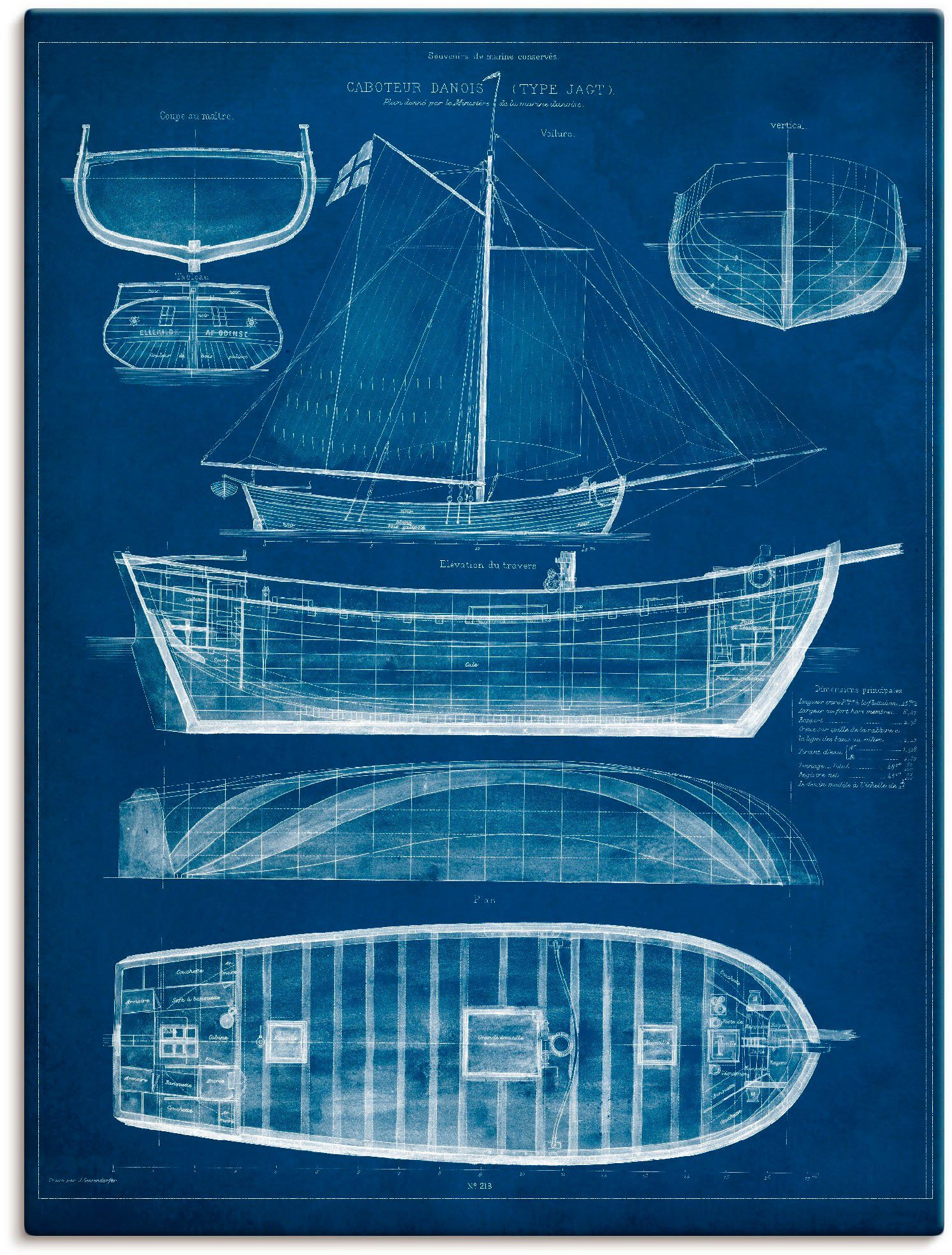 Artland Artprint Ontwerp voor een antieke boot II in vele afmetingen & productsoorten - artprint van aluminium / artprint voor buiten, artprint op linnen, poster, muursticker / wan