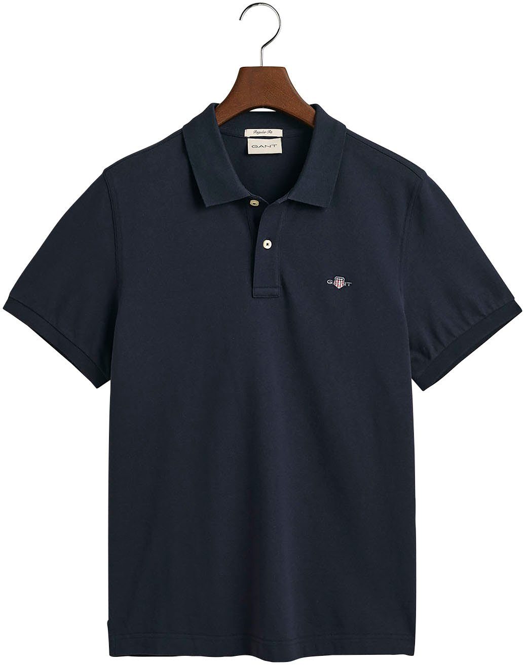 Gant Poloshirt REG SHIELD SS PIQUE POLO met logo en platte breikraag 100% katoen pique