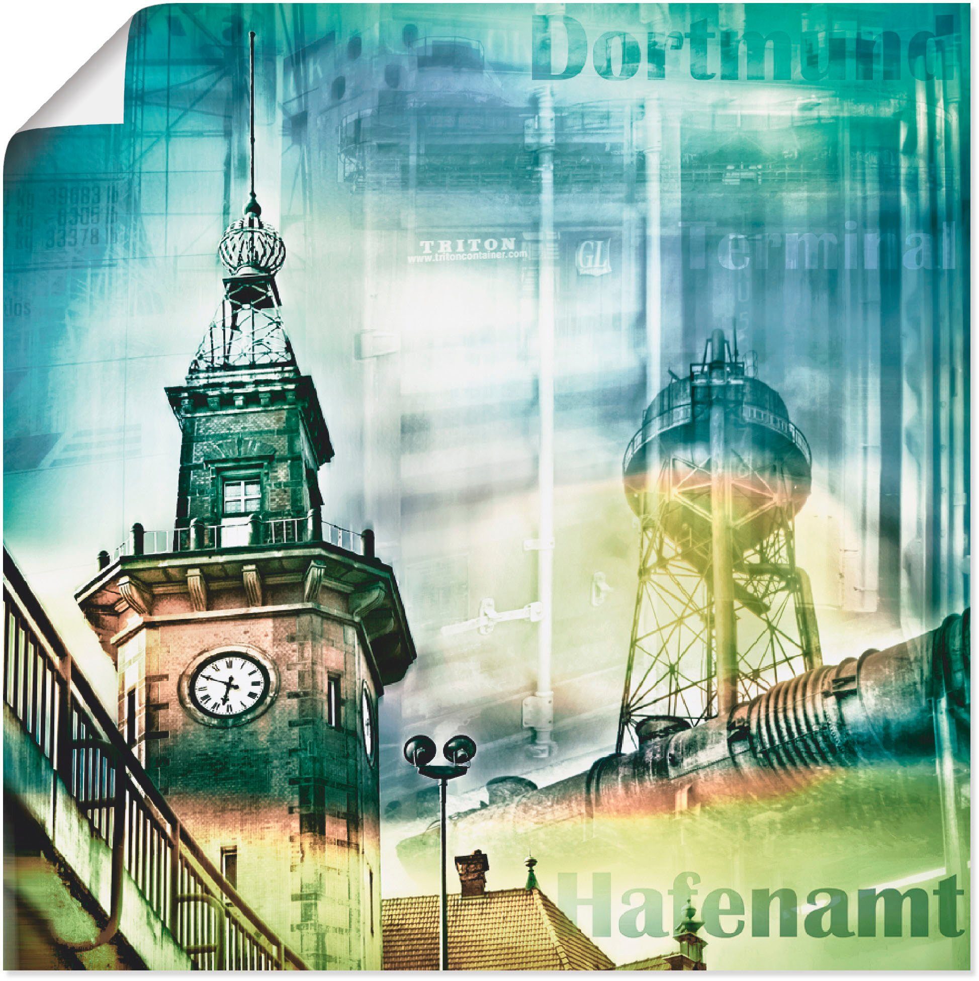 Artland Artprint Dortmund skyline collage I in vele afmetingen & productsoorten -artprint op linnen, poster, muursticker / wandfolie ook geschikt voor de badkamer (1 stuk)