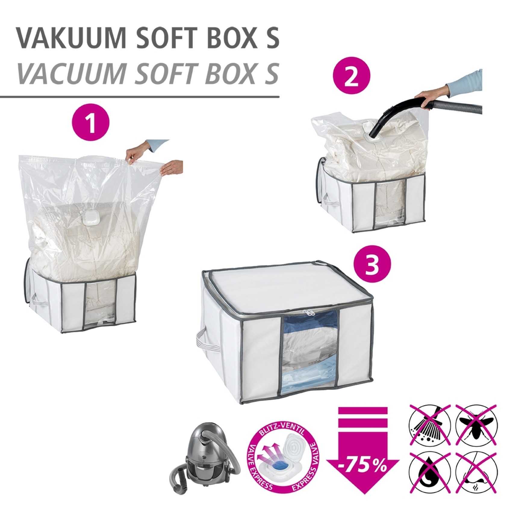 WENKO Onderbedlade Vacuüm-softbox S Ruimtebesparing door vacuüm