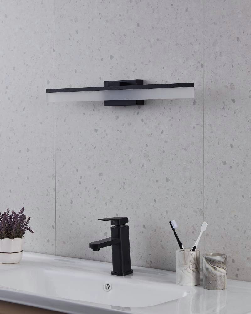 EGLO Wandlamp PALMITAL Bad-spiegel lamp, zwart metaal en satijn kunststof, IP44 (1 stuk)