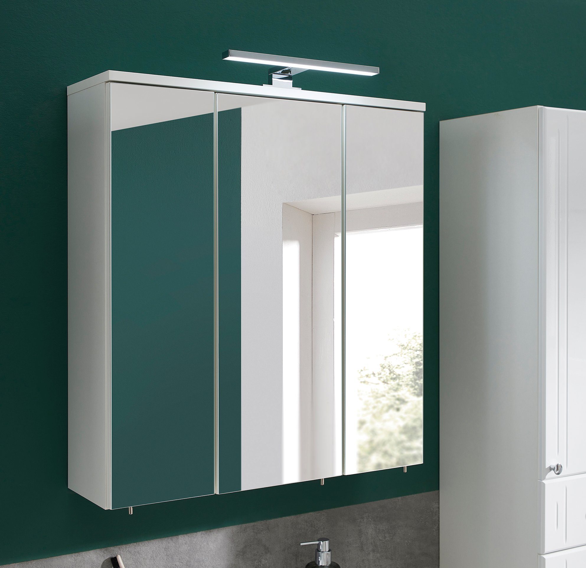 Saphir Badmeubelset Quickset 955 2-delig, wastafelonderkast en led-spiegelkast (set, 2 stuks)