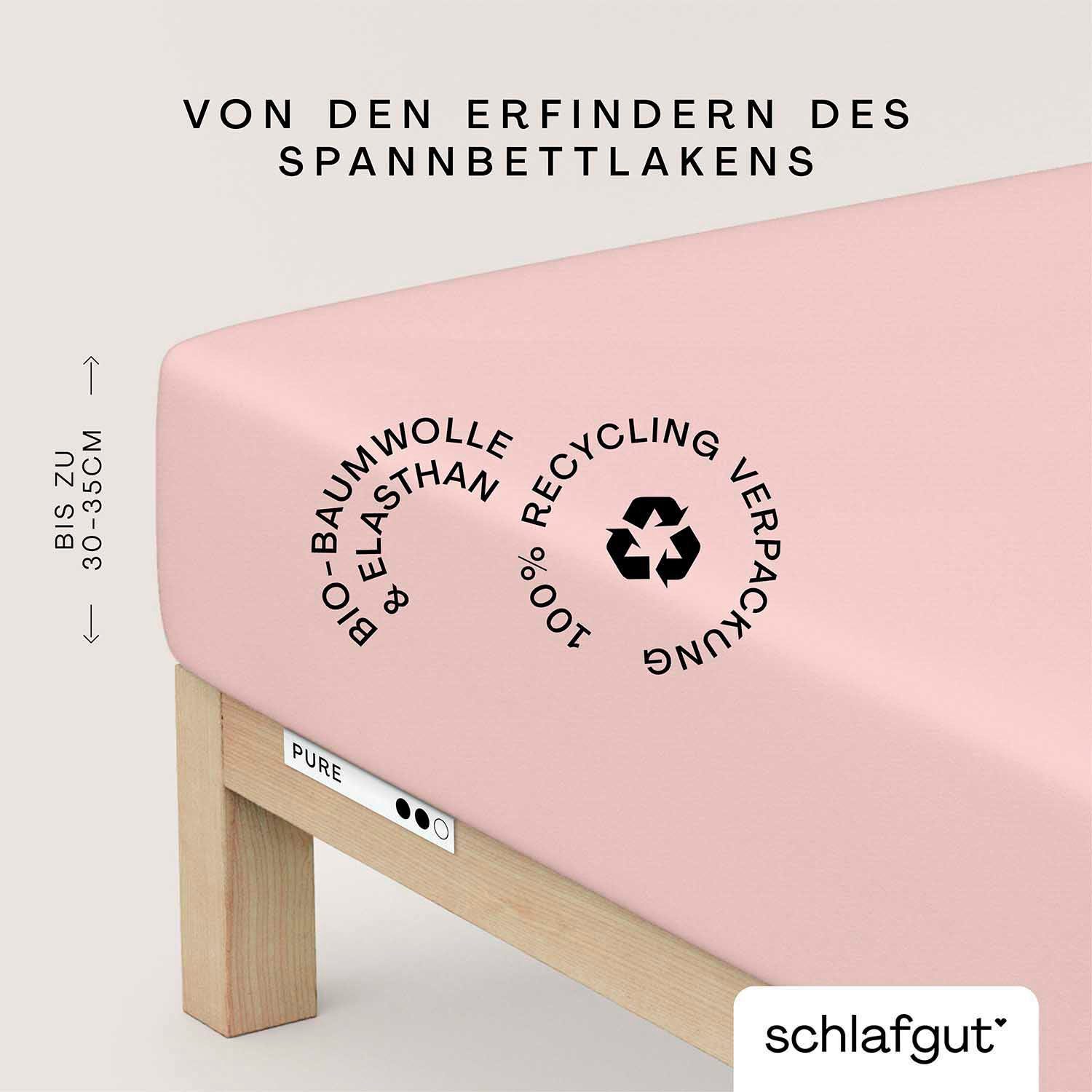 Schlafgut Hoeslaken PURE biologische katoen met elastaan, rekbaar en ondoorzichtig, strak, bedlakens (1 stuk) hoeslakens maat 180-200 cm x 200-220 cm