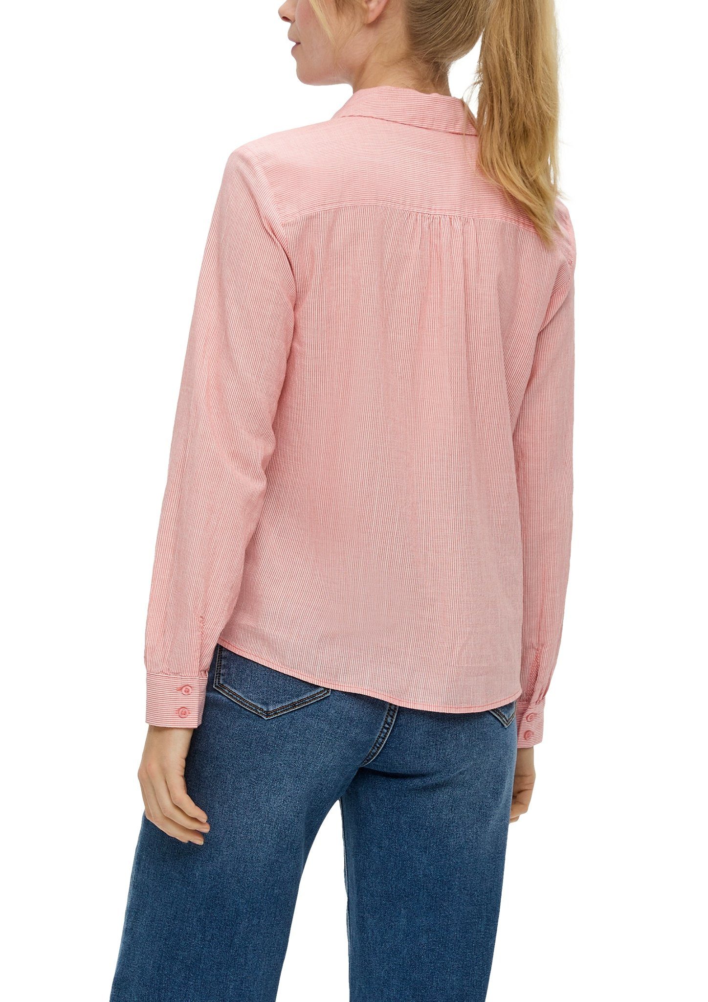 s.Oliver Overhemdblouse in streep-patroon en met v-halslijn