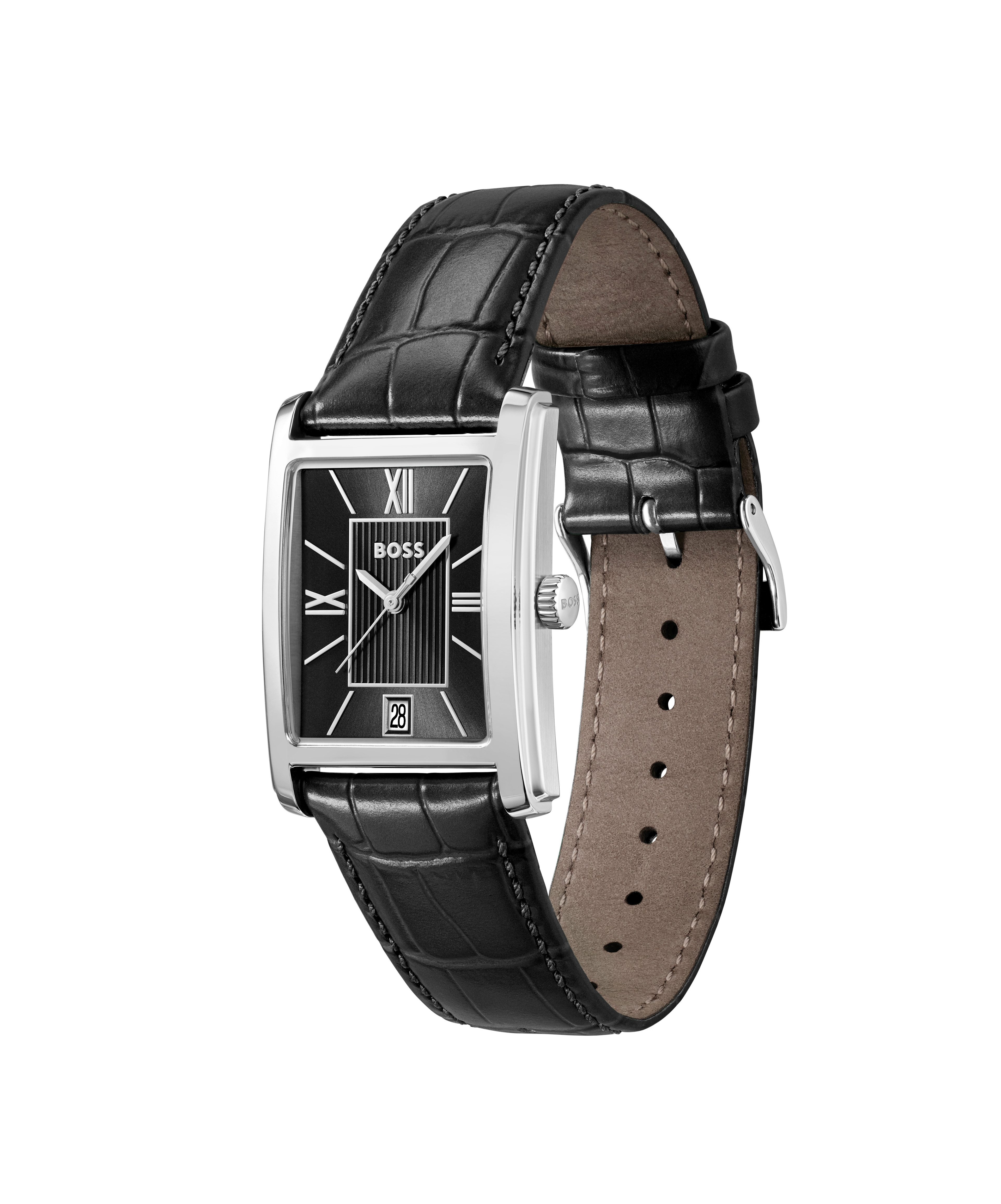 Boss Kwartshorloge PRINCIPLE DRESS Horloge, dameshorloge, herenhorloge, lederen armband, analoog, dag