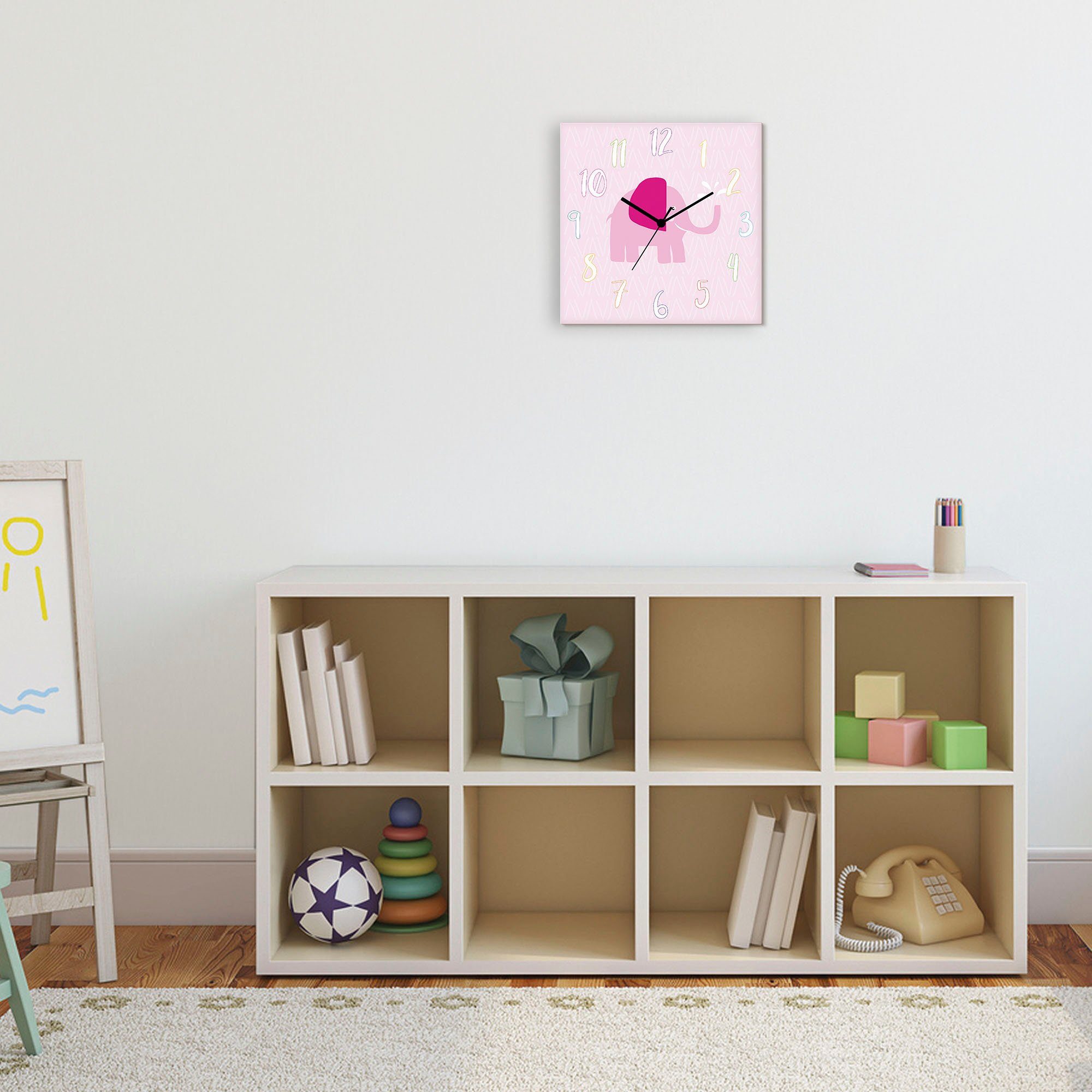 Artland Wandklok Olifant op roze optioneel verkrijgbaar met kwarts- of radiografisch uurwerk, geruisloos zonder tikkend geluid