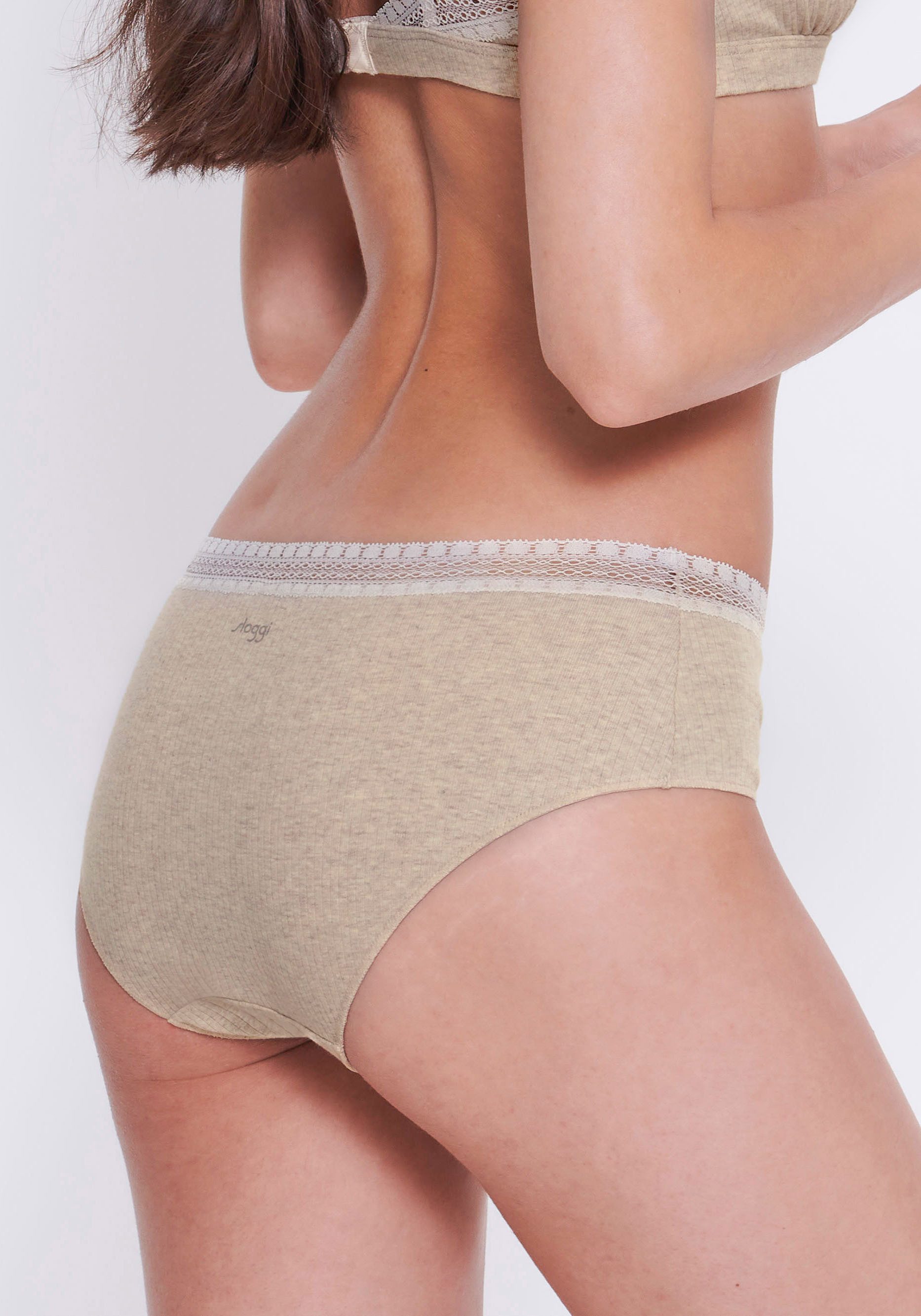 Sloggi Slip GO Ribbed R Hipster C2P zachte ribstof met kantafwerking (2 stuks Set van 2)