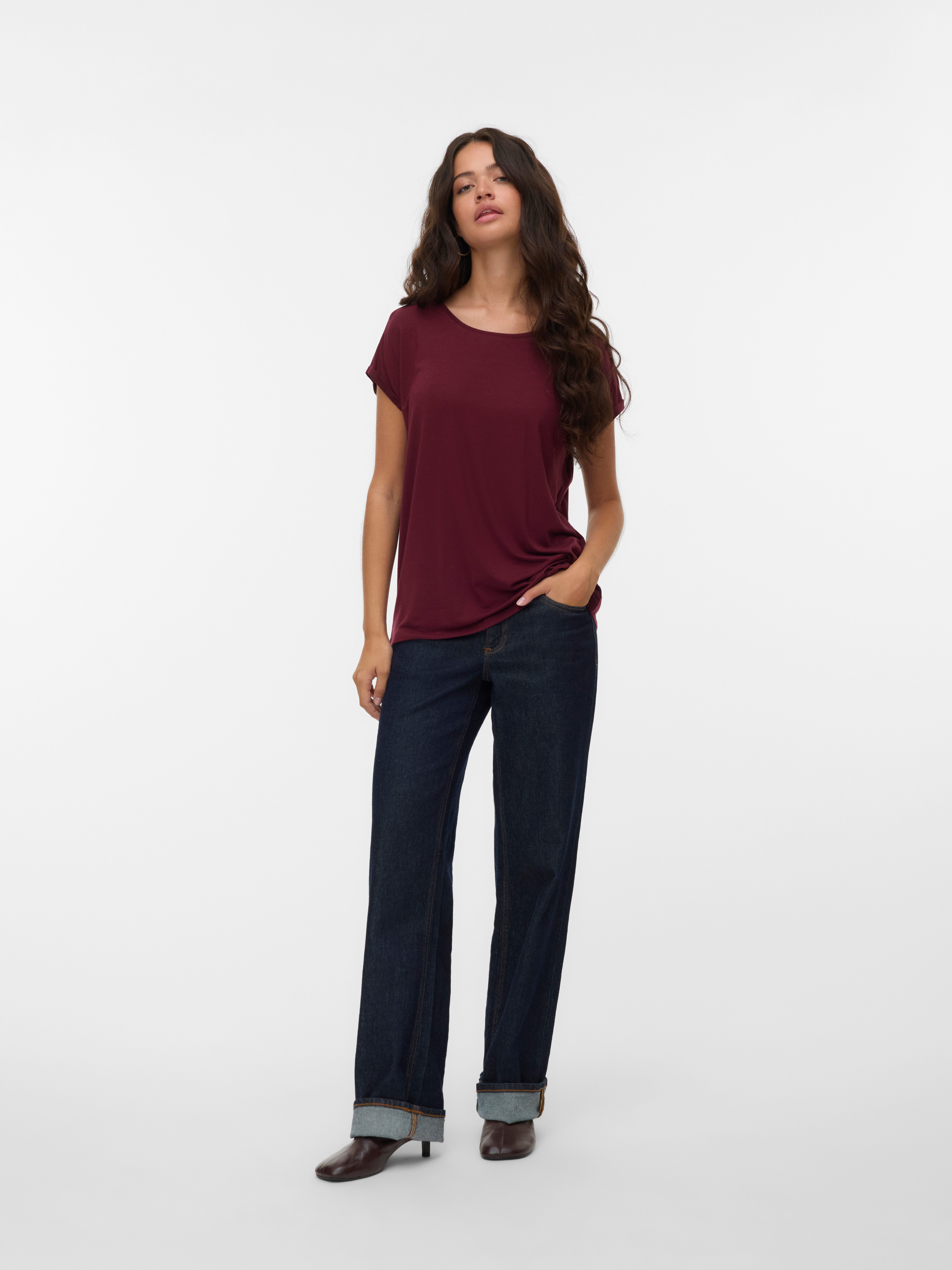 Vero Moda Shirt met ronde hals VMAVA PLAIN SS TOP GAJRS NOOS