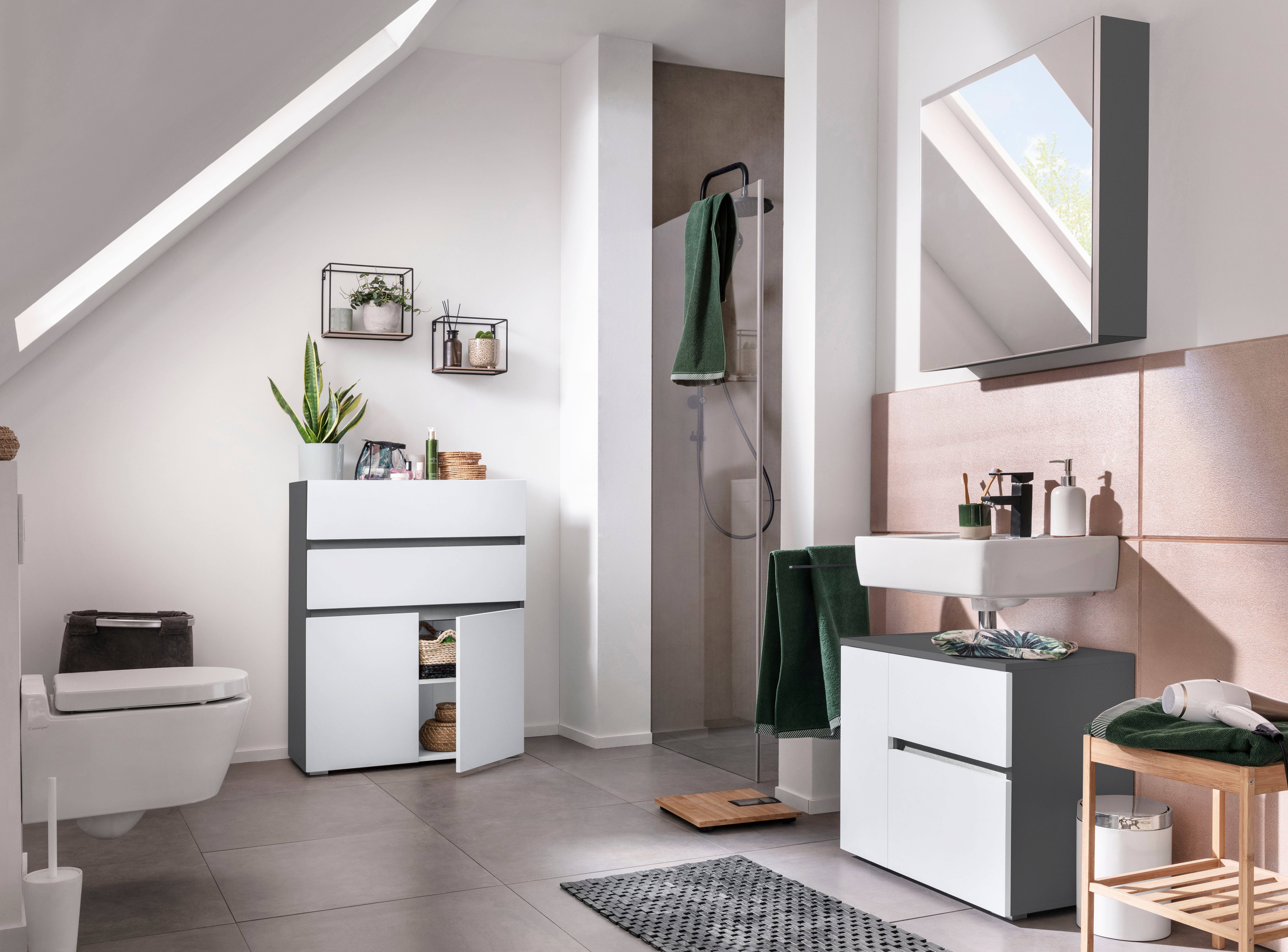 Home affaire Wastafelonderkast Wisla Sifon uitsparing, push-to-open functie, breedte 60 cm, hoogte 55 cm